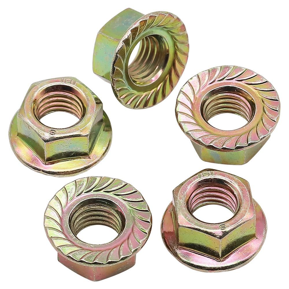 M5-0.8 Tuercas hexagonales con cabeza de arandela dentada DIN 6923, tuercas hexagonales con arandela de brida dentada para reemplazar arandela