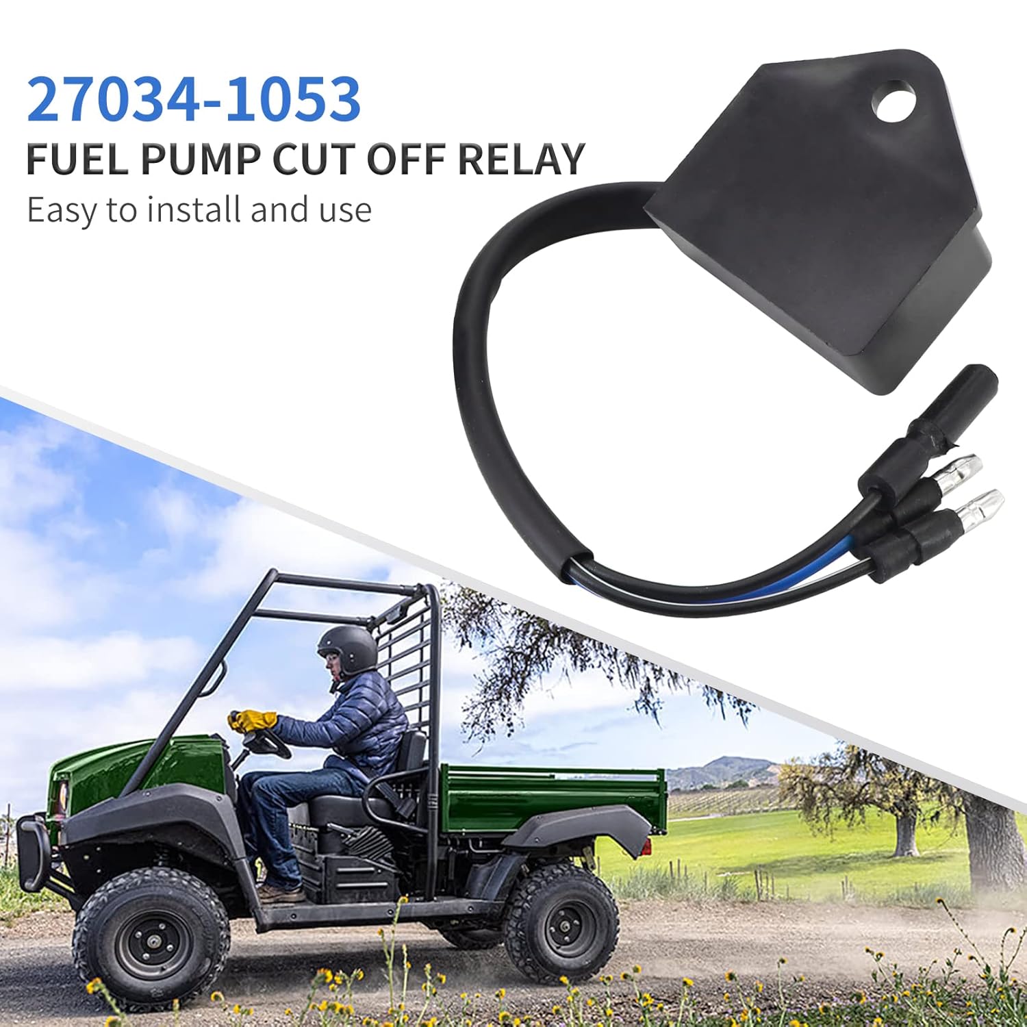 Relé de corte de bomba de combustible 27034-1053 compatible con Kawasaki Mule 1991-2008 1000 2500 2510 2520 3000 3010 3020