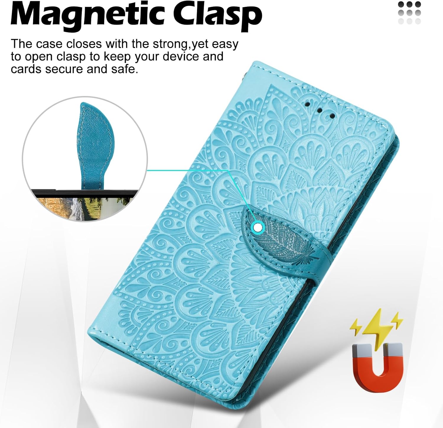 Funda compatible con Moto G Power 2022, de piel sintética, para mujeres y hombres, funda magnética con tarjetero para Moto G Power 2022, color azul
