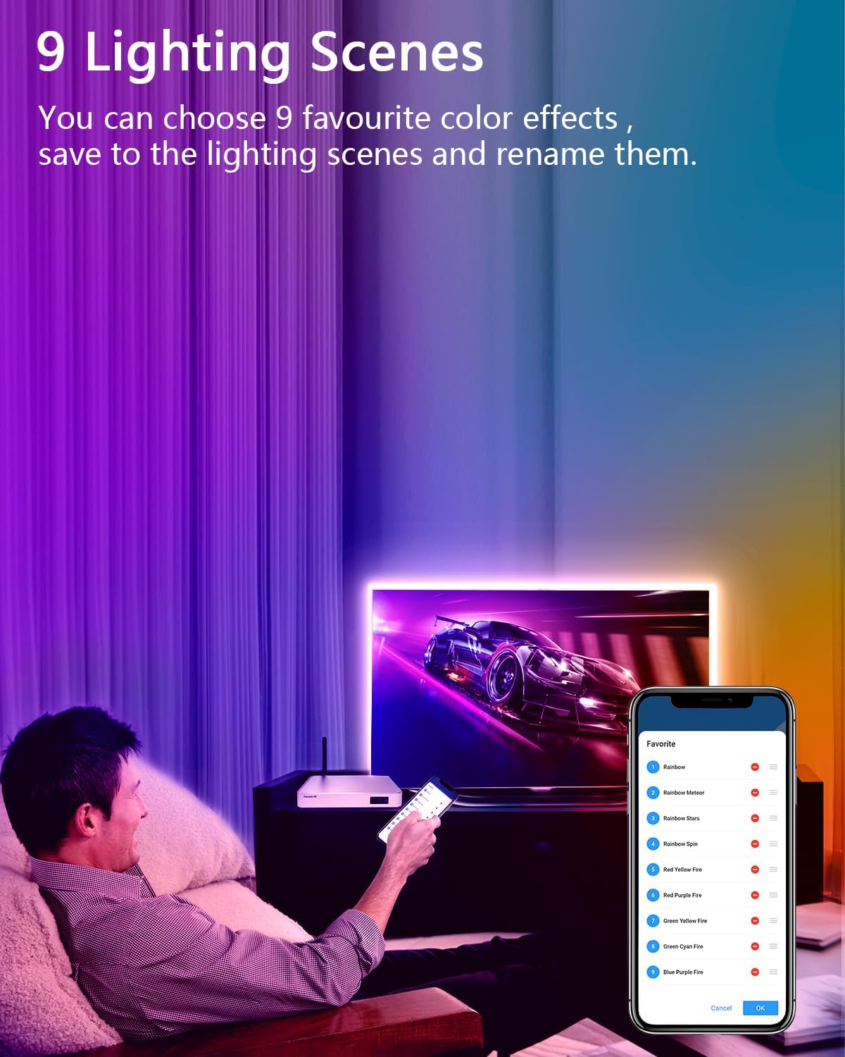 ALITOVE WS2811 Kit de luz de píxeles LED RGB digital difusa de 0.472 in con fuente de alimentación de 5 V 3A y controlador de sincronización de