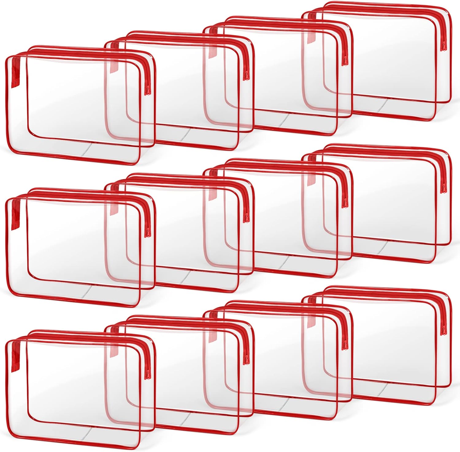12 bolsas de aseo transparentes para mujeres y hombres, bolsa de cosméticos transparente para viaje, organizador de maquillaje, bolsa aprobada por