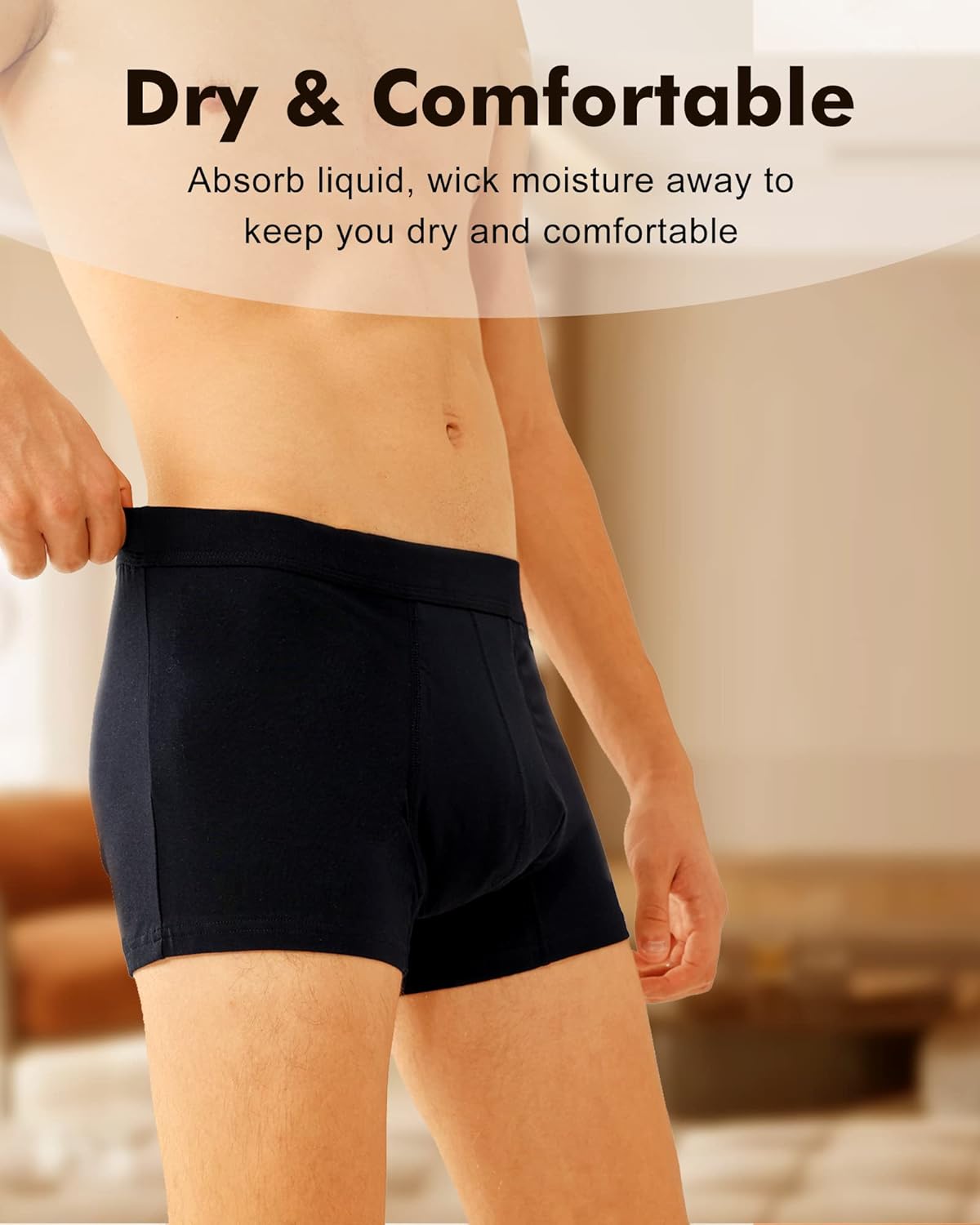 Ropa interior lavable para incontinencia urinaria para hombres, con área de absorción para protección contra fugas de vejiga, 1.7 fl oz (paquete de