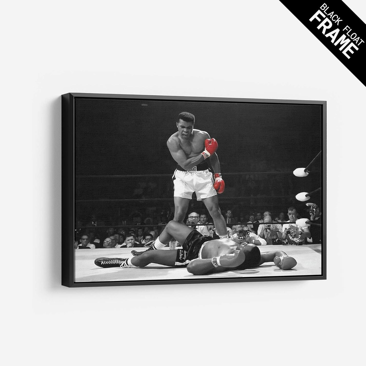 Sonny Liston vs Muhammad Ali – Lienzo decorativo para pared en blanco y negro, blanco y rojo, decoración del hogar (24 x 36 pulgadas, galería