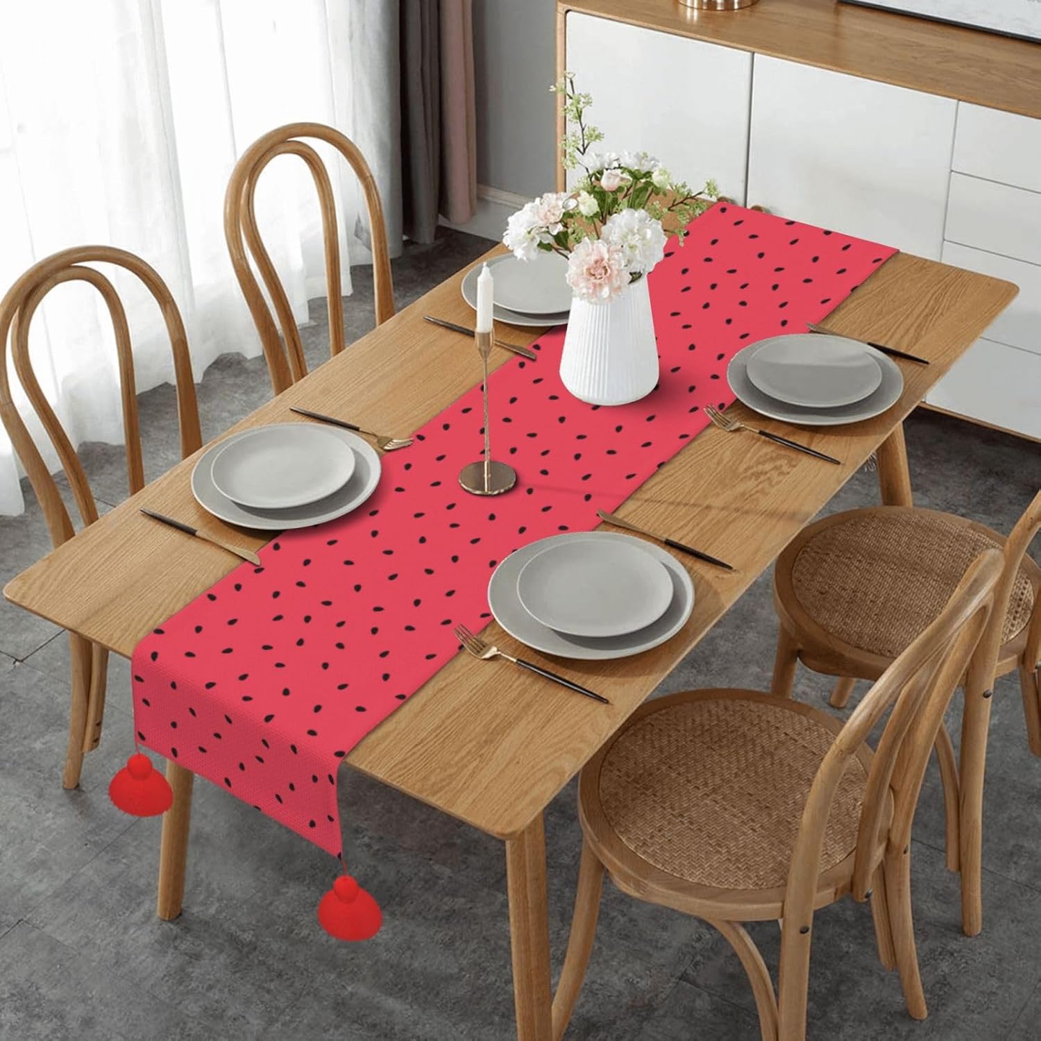 Watermelon with Black Seeds Christmas Table Runner Dining Table Decor Christmas Decorations Indoor Home Decor Christmas Table Runners Xmas Navidad