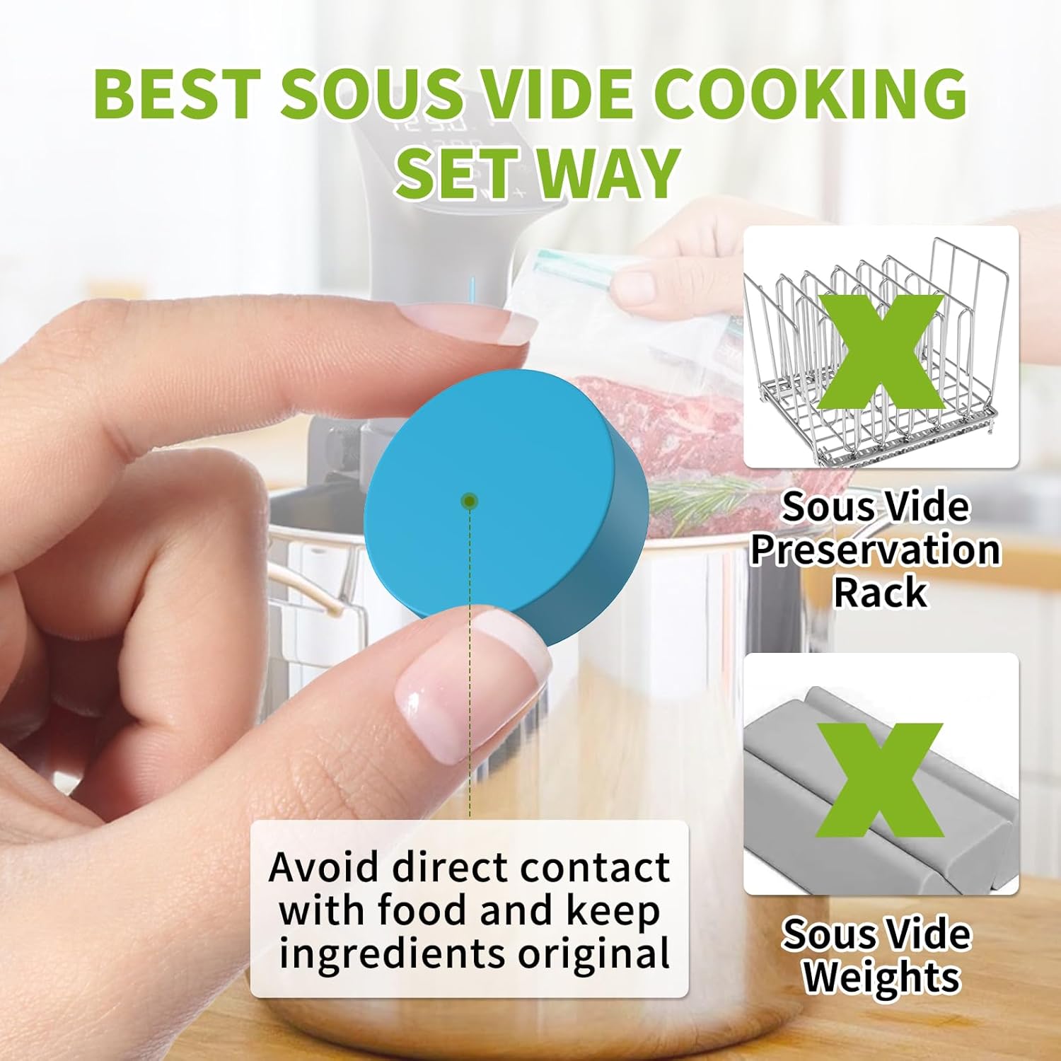Imanes Sous Vide, paquete de 6 clips magnéticos de peso Sous Vide que funcionan en máquinas Sous Vide para mantener los alimentos sumergidos y