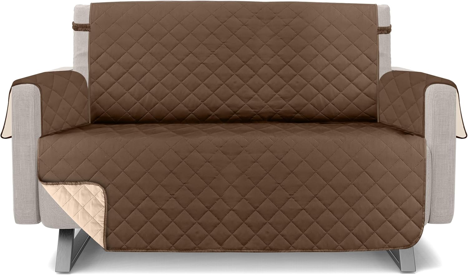 Utopia Bedding Funda reversible para sofá biplaza de 2 cojines, resistente al agua, protector de muebles con varillas de espuma y correas elásticas