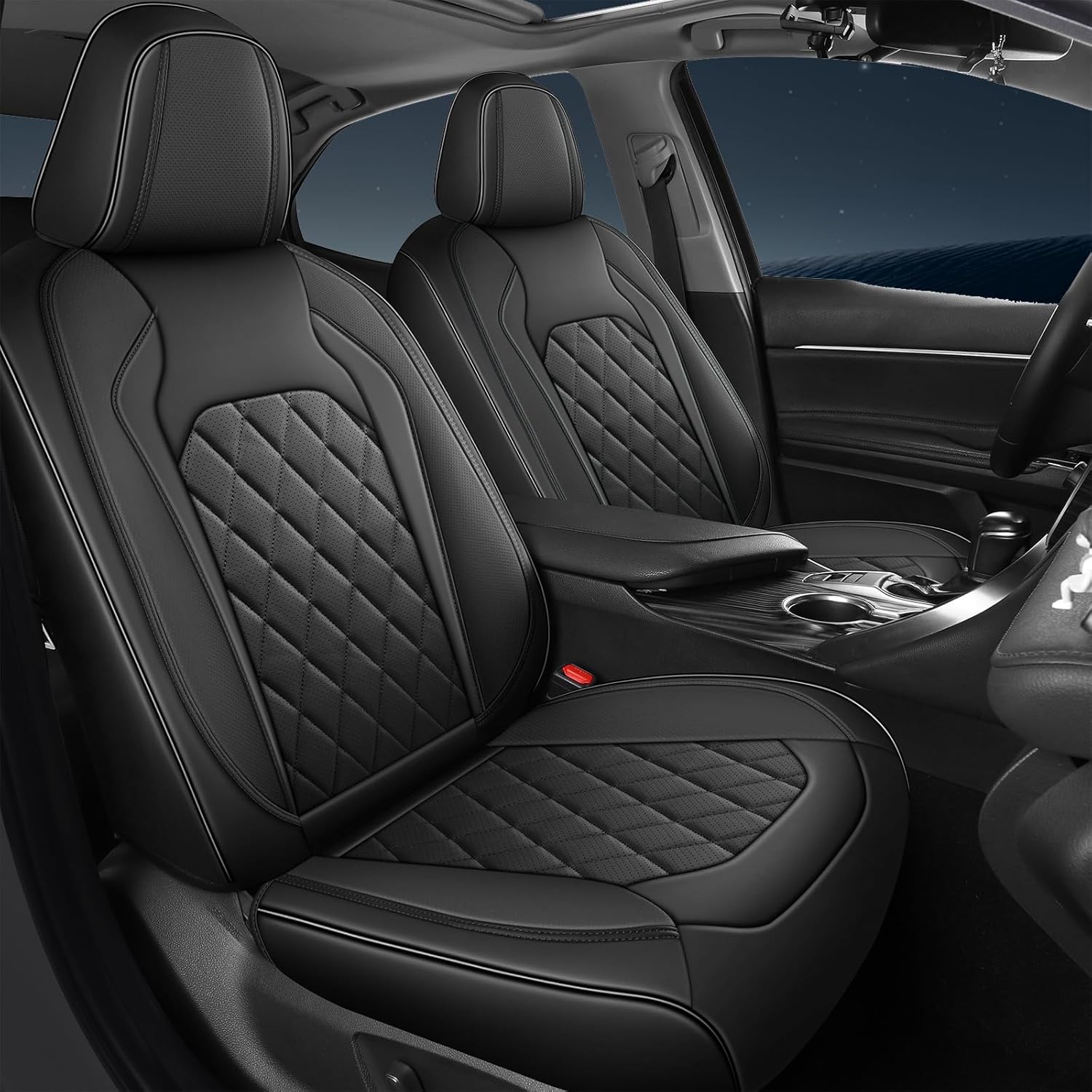 FREESOO Juego completo de fundas de asiento de cuero, Toyota Camry Corolla de 5 asientos para automóviles, ajuste universal para la mayoría de