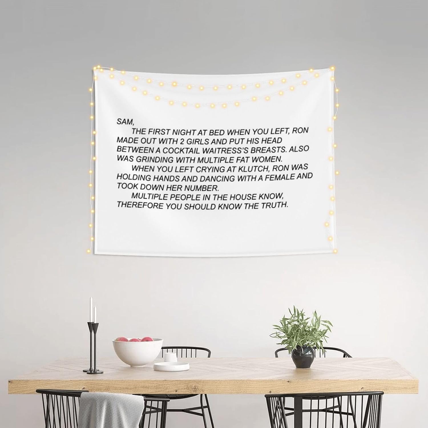 Tapiz de letras de Jersey Shore divertido The Note para colgar en la pared, pancarta artística para el hogar, sala de estar, dormitorio, dormitorio