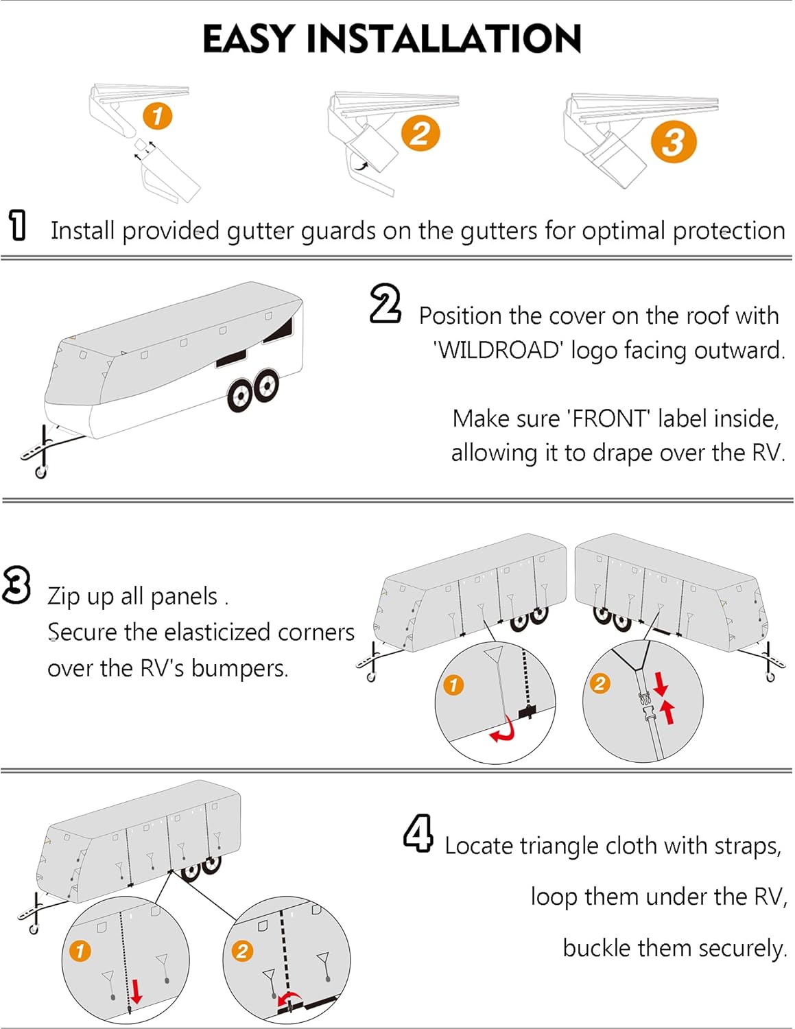 Cubierta de remolque de viaje de alta resistencia, extra gruesa, impermeable y anti-UV, panel superior de 6 capas, cubierta reforzada a prueba de