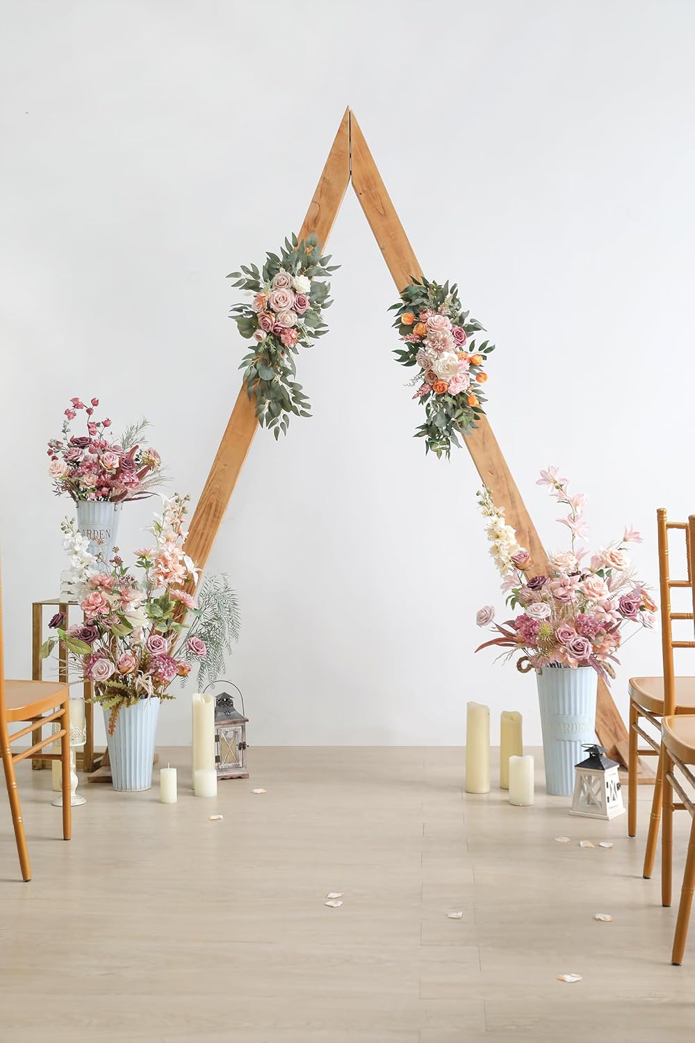 YYHUAWU Juego de flores artificiales, color degradado, hojas de flores con tallos para ramos de boda, centros de mesa, baby shower, fiesta,