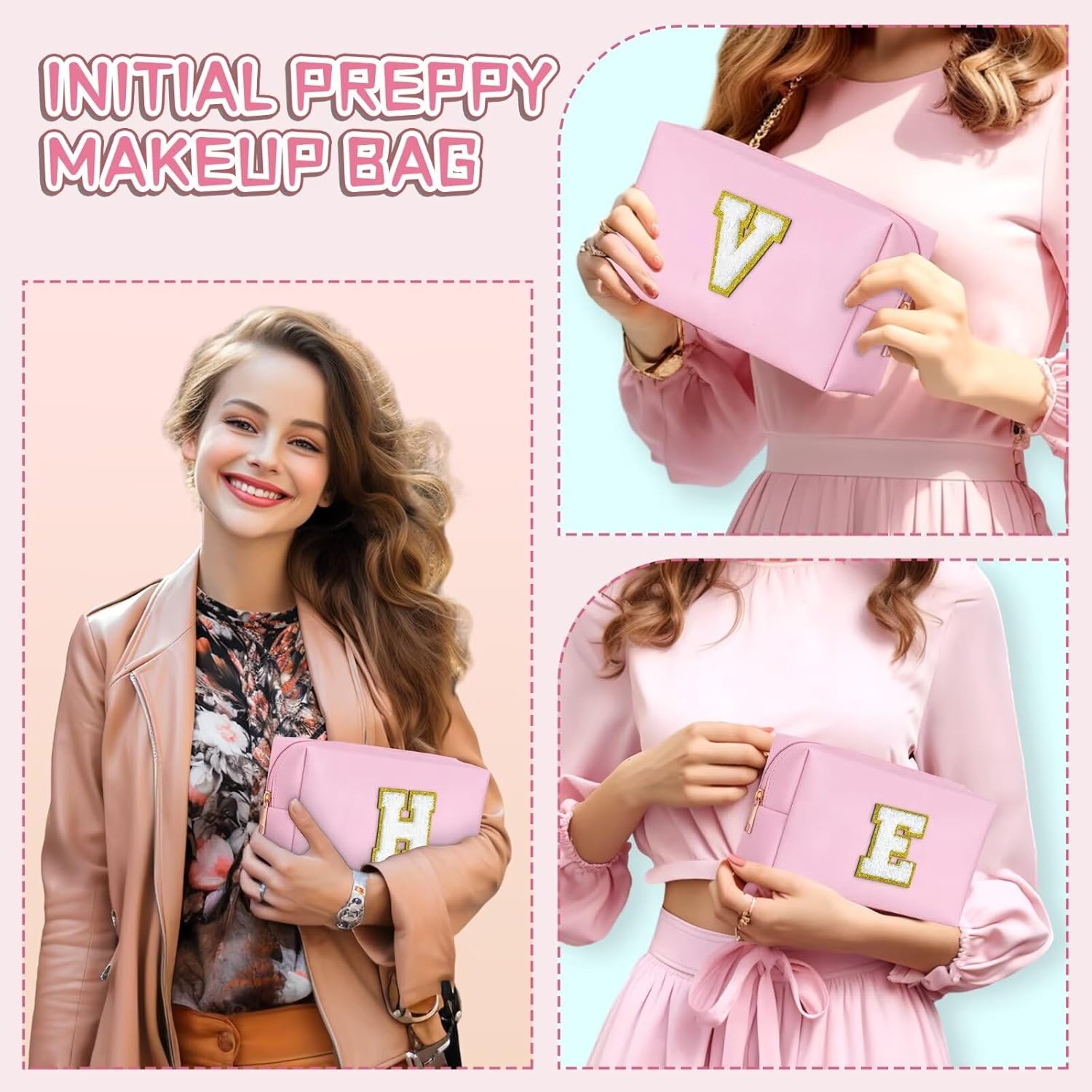Bolsa de maquillaje para mujer, Rosado, 40