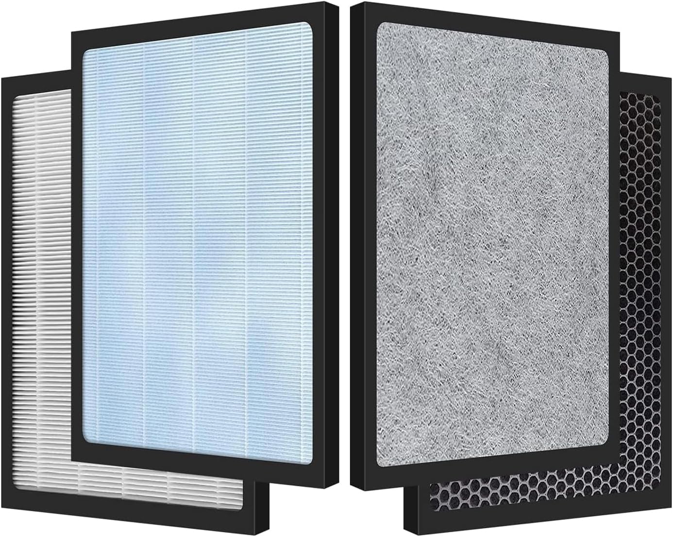 Filtros de 4 etapas compatibles con purificador de aire inteligente HATHASPACE HSP001, 2 filtros HEPA (H13) + 2 filtros de carbono (paquete de 4)