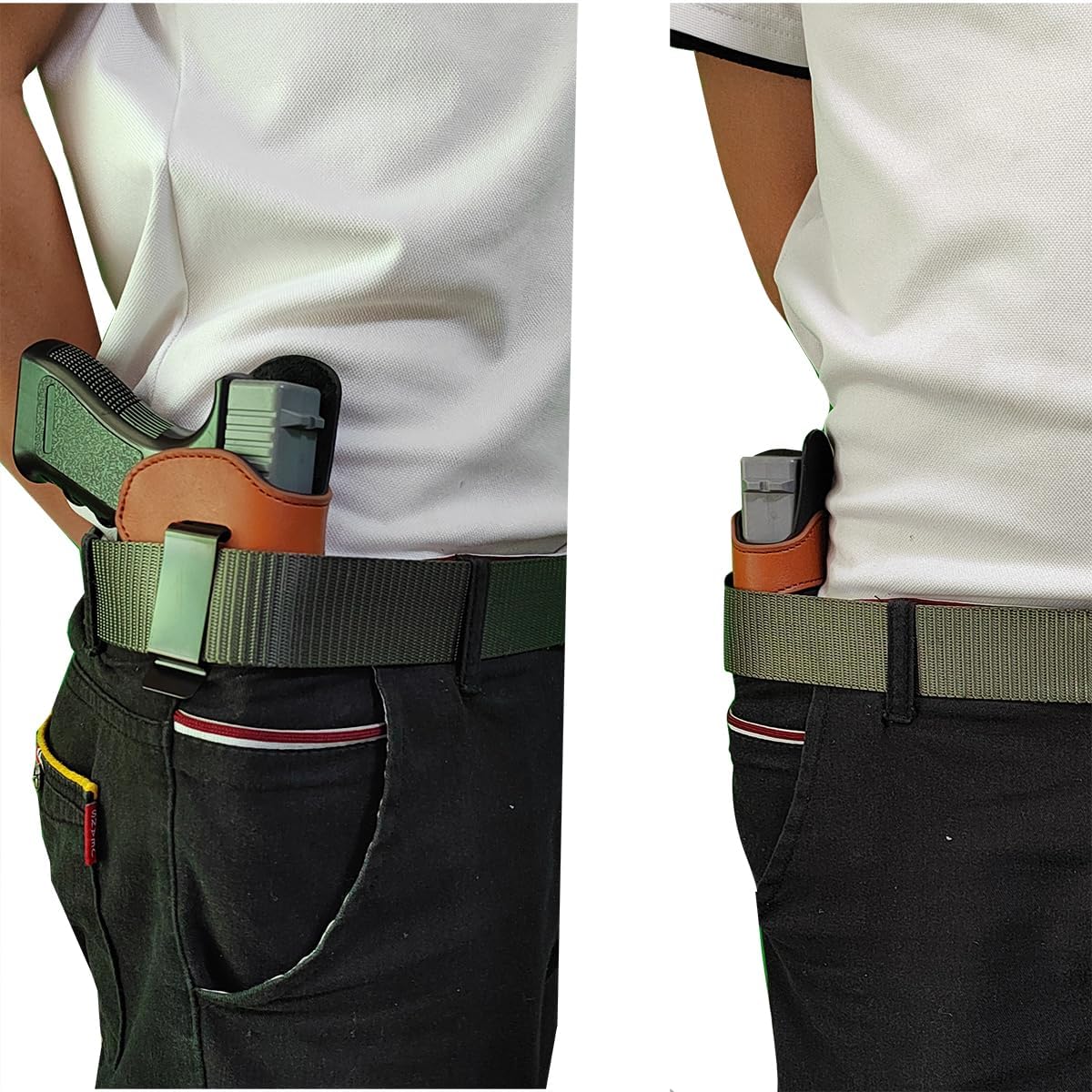 Funda de cuero IWB para Glock G17 G19 G22 P365-Ruger Security 9 Springfield XD y XDS Taurus G2C G3 G3C, etc.