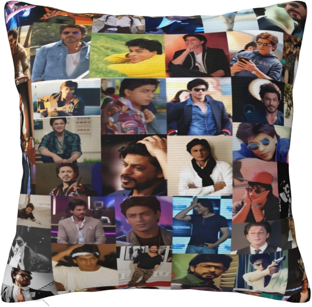 Shah Rukh Khan Collage – Fundas de almohada cuadradas con estampado gráfico para dormitorio, sofá, sala de estar, 16 x 16 pulgadas