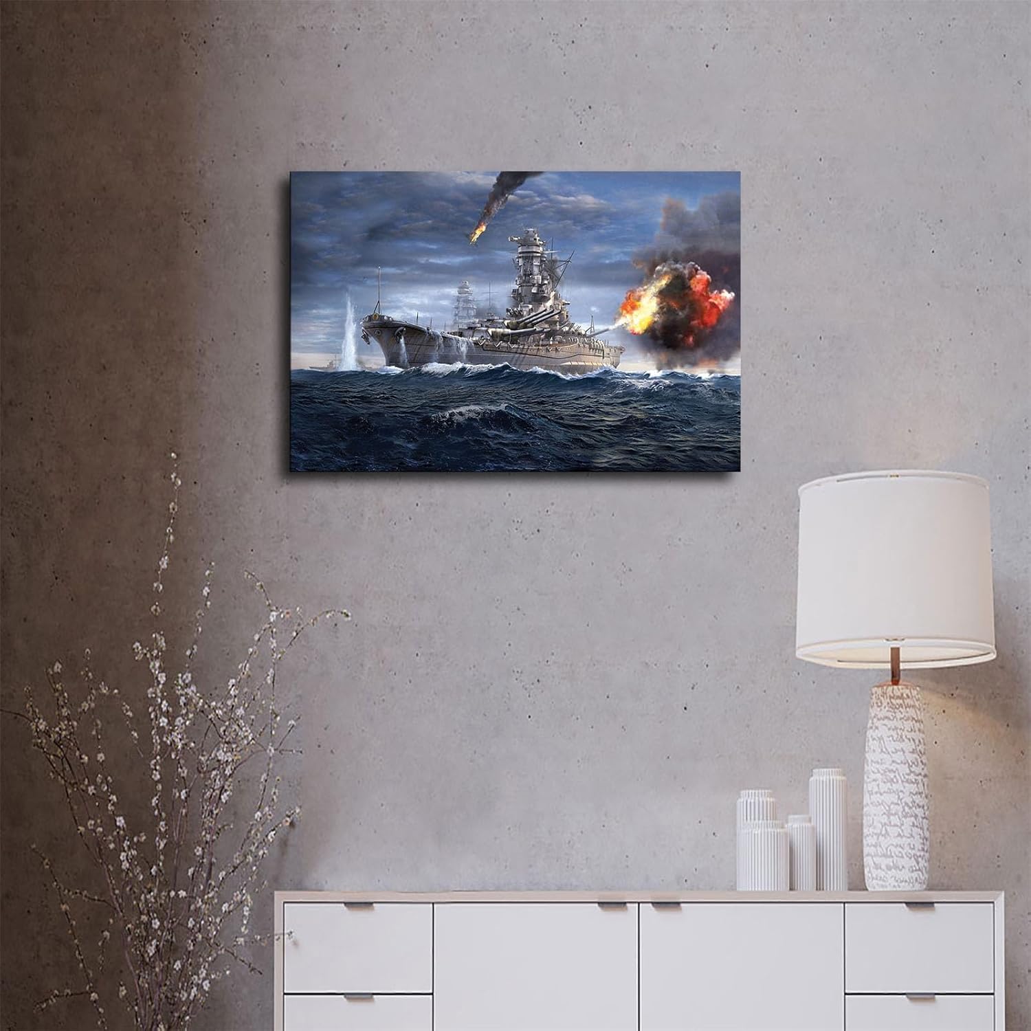 Póster de batalla naval Yamato de buques de guerra militares, arte decorativo, impresión en lienzo para habitación, baño, dormitorio, sala de estar