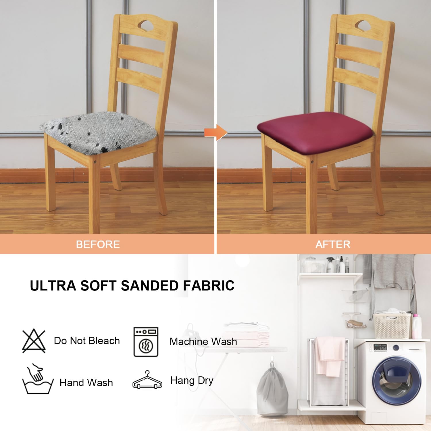 Fundas de asiento elásticas de cuero con lazos elásticos, impermeables, de piel sintética, extraíbles y lavables, para el hogar, la cocina (rojo