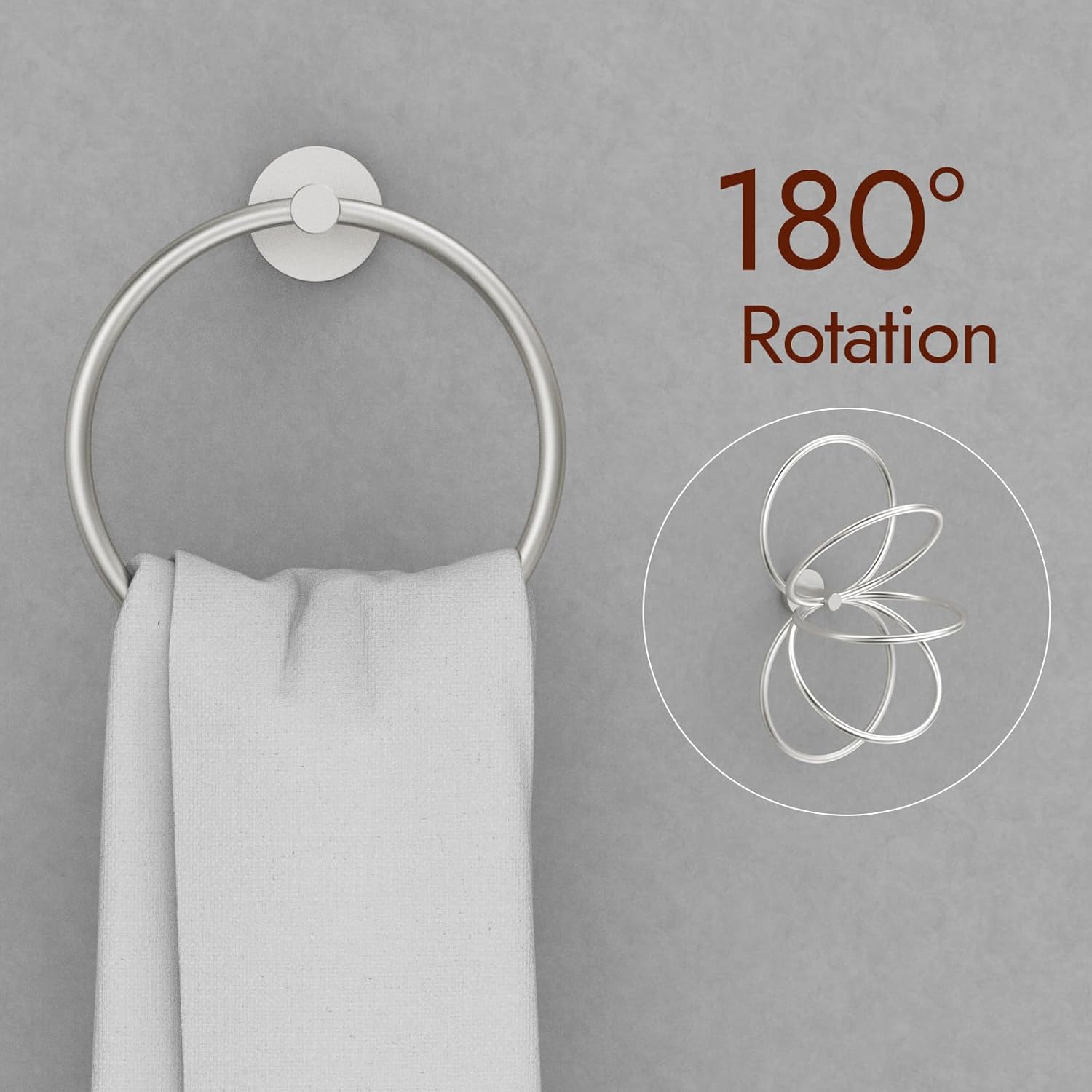 Toallero de anillo de baño, moderno anillo de toalla de mano de baño, colgadores de cocina para pared, níquel cepillado de acero inoxidable pesado