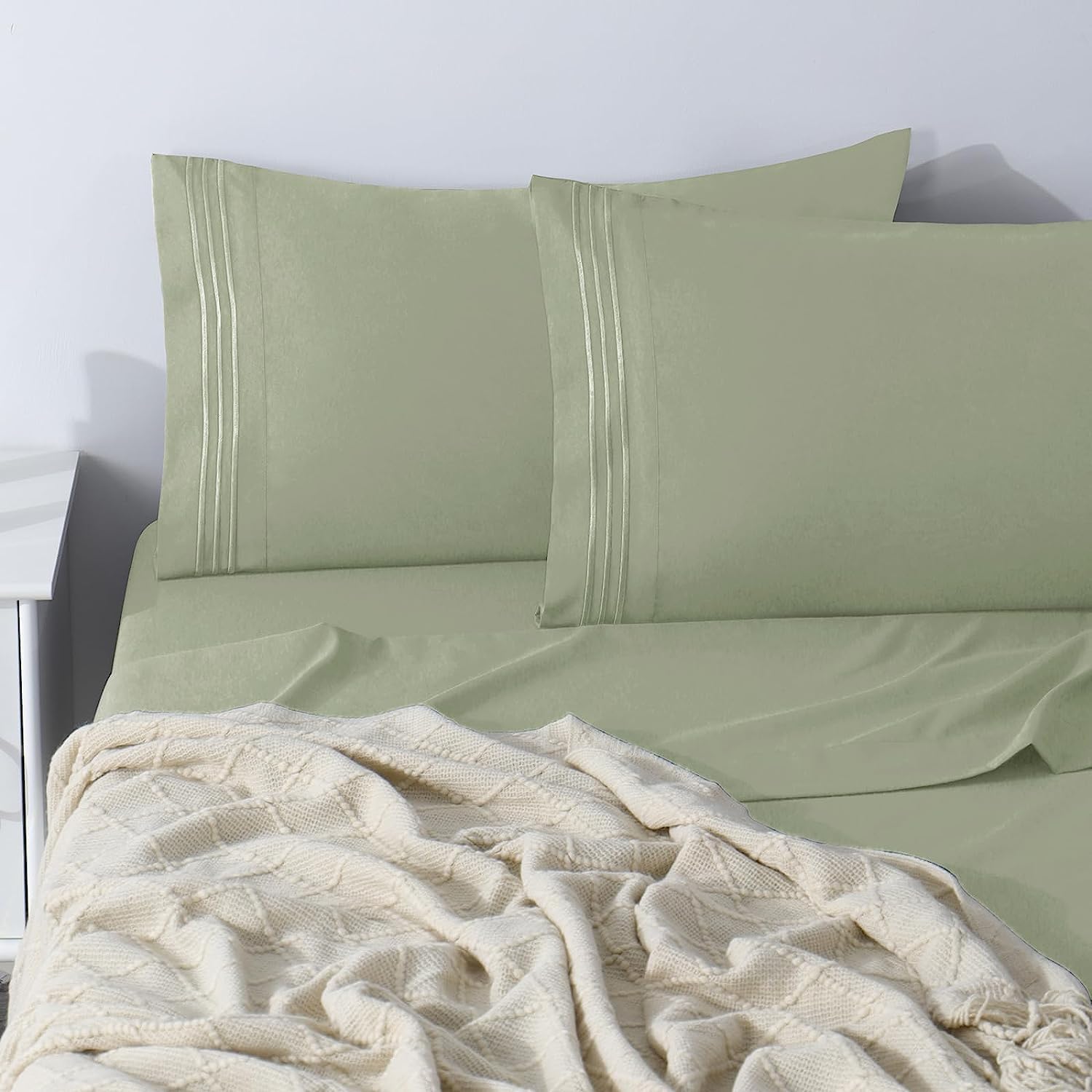 CozyLux Hotel Luxury – Juego de sábanas extra largas (XL)  Serie 1800 Sábanas bordadas de microfibra individual XL, doble cepillado, bolsillo