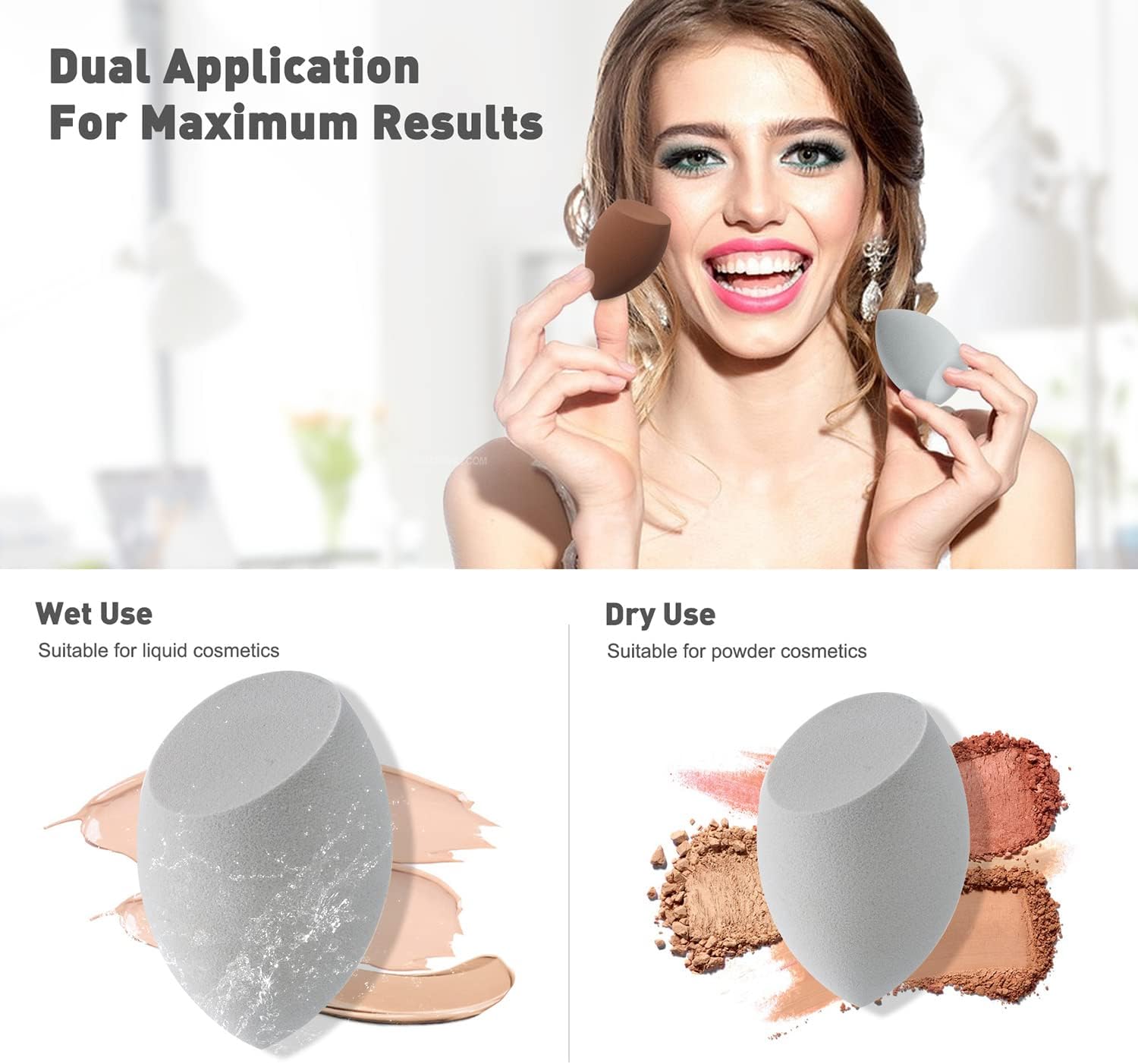 BEZOX Esponja de maquillaje con soporte, licuadora facial sin látex con estuche de silicona de alta calidad para mezclar bases líquidas, cosméticos,