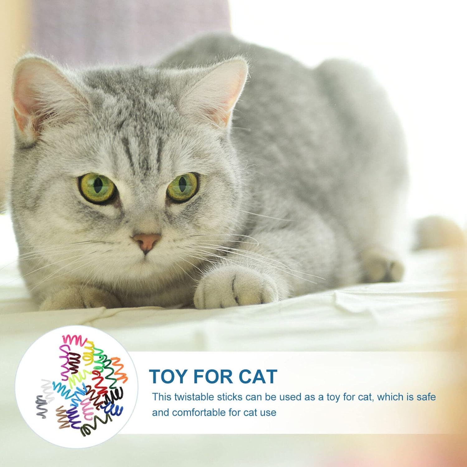 Mipcase 100 juguetes de primavera para gatos, coloridos juguetes interactivos para gatos de interior, resortes espirales de felpa, juguete para