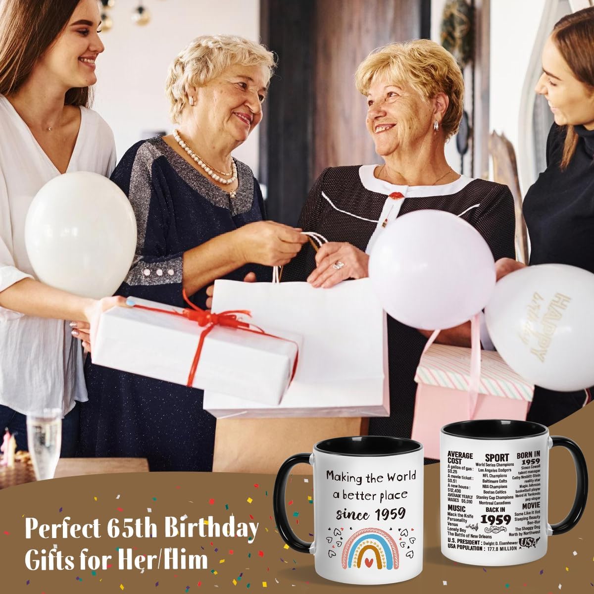 Regalos de cumpleaños 66 para mujeres y hombres, regalos de cumpleaños 66 para ella y él, regalo de feliz cumpleaños de 66 años, Back in 1959, taza