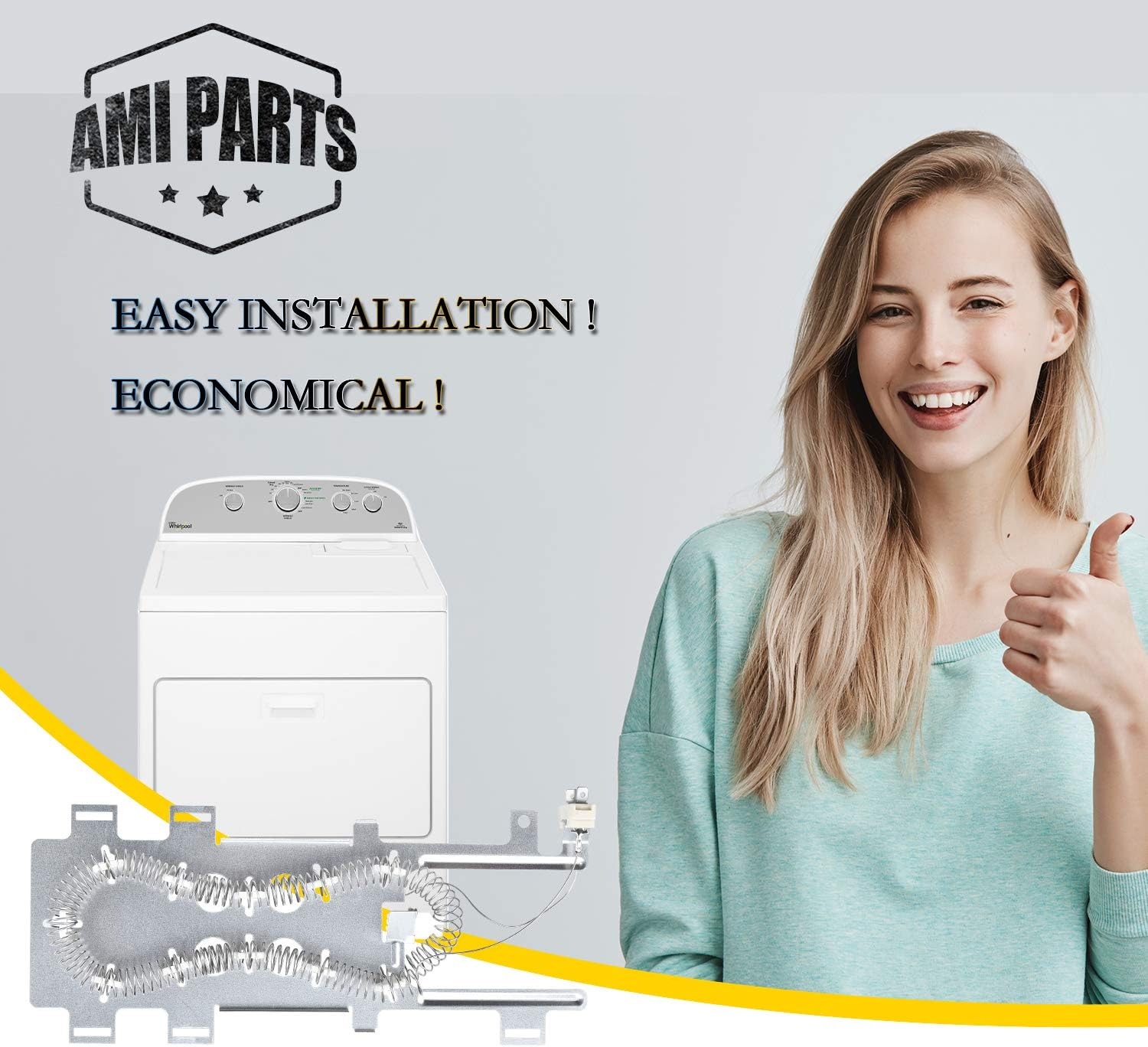 Actualizado 2024AMI PARTS 8544771 WP8544771 Elemento calefactor para secadora Whirlpool Kenmore Maytag – Reemplazar WP8544771VP AP6013115 7154072