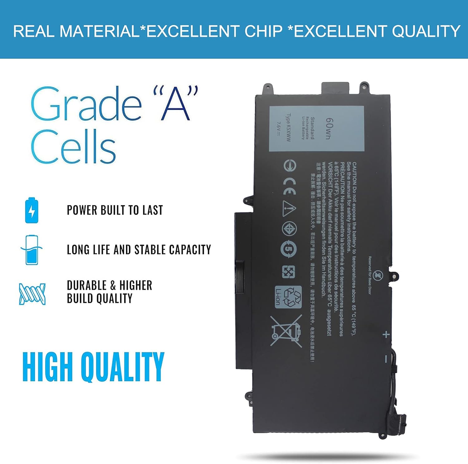 Uziyockn 60Wh K5XWW – Batería para portátil Dell Latitude 5289 7389 7390 2 en 1 Series Latitude 12 5000 E5289 L3180 Series P29S001 P29S002 451-BBZC