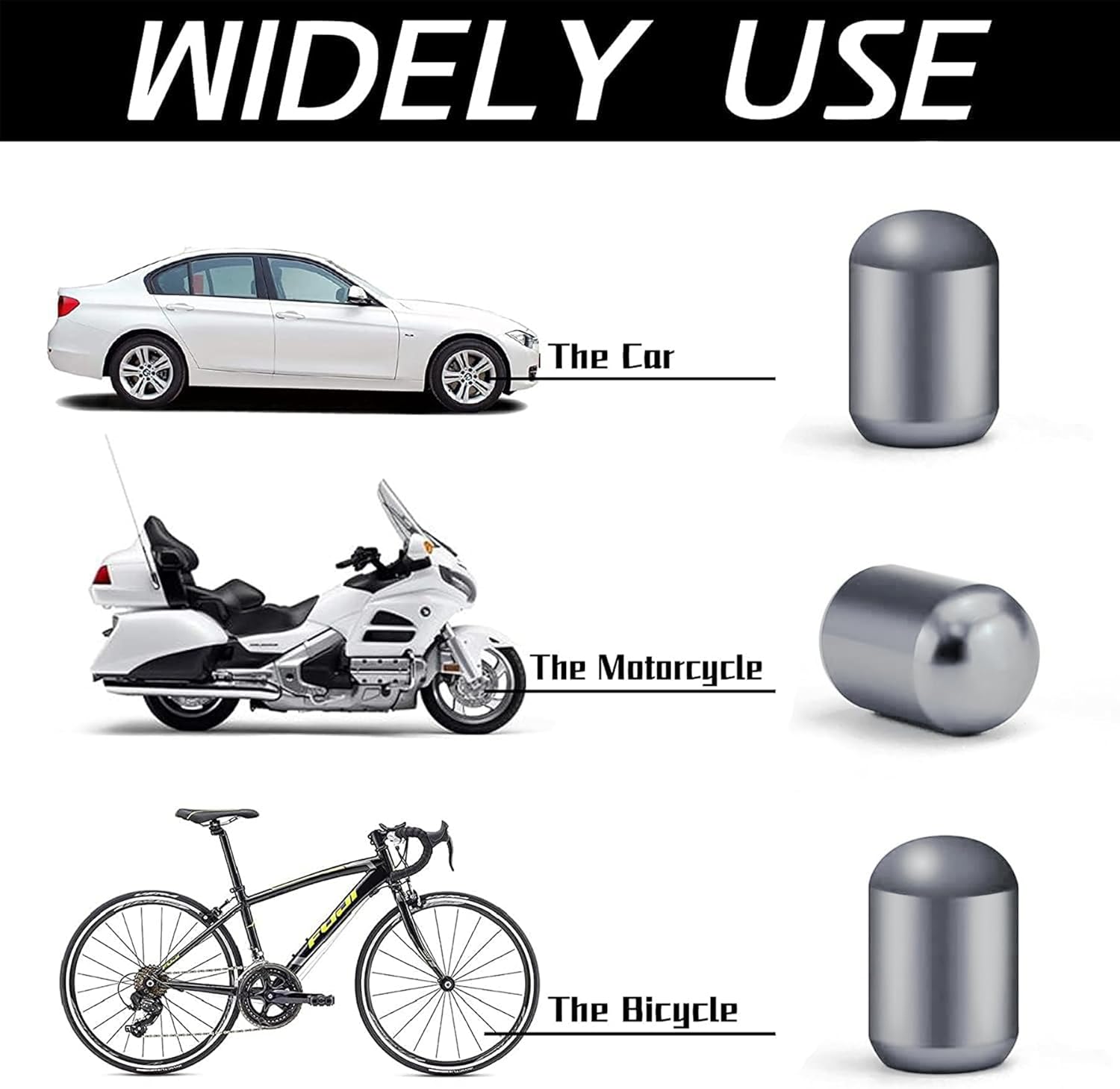 JUSTTOP 4 tapones para válvulas de neumáticos de automóvil, cubierta de tapas de aire, universales para automóviles, SUV, bicicletas, camiones y