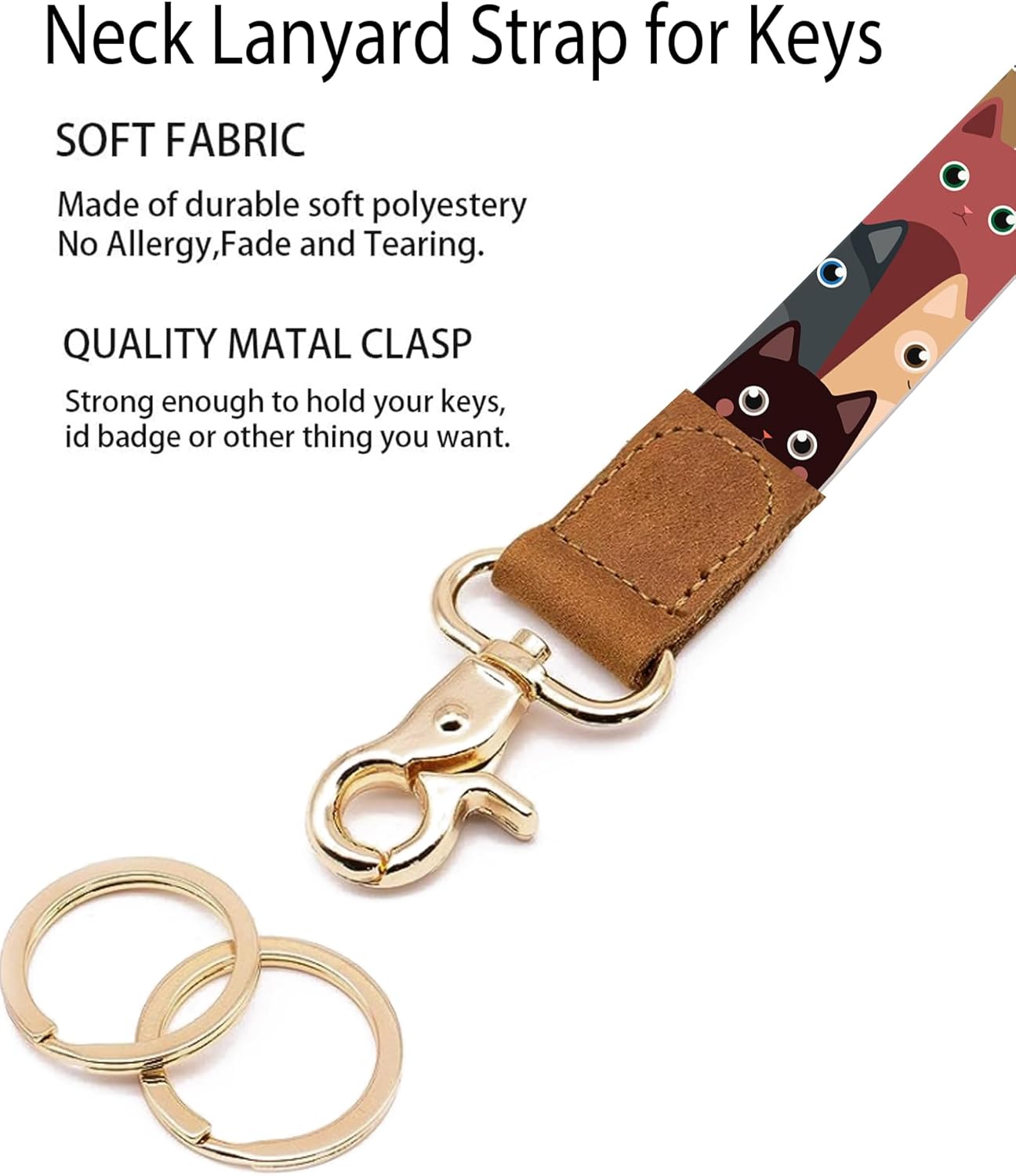 Cordones para llaves, llavero largo duradero para mujeres y hombres, lindo cordón para el cuello para soporte de tarjetas de identificación,