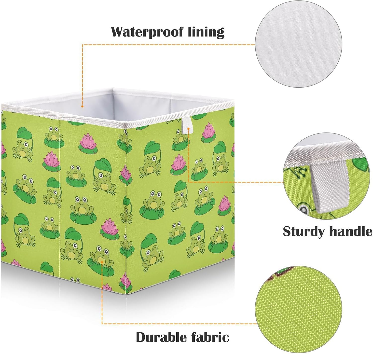 Emelivor Lindos cubos de almacenamiento de tela con forma de rana, caja de almacenamiento plegable, organizador de armario, cestas para estantes,