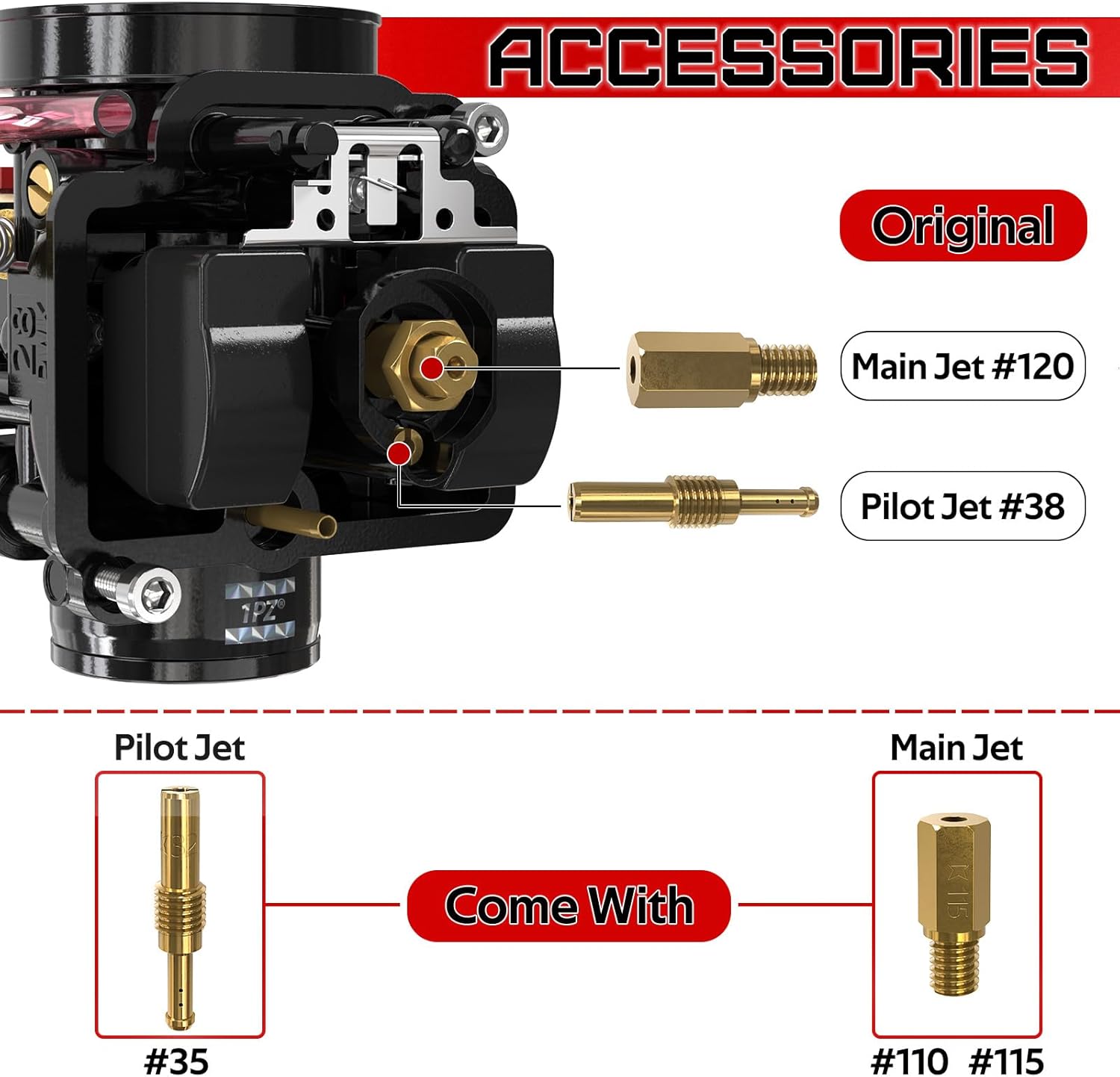 1PZ PW0-K28 PWK – Carburador de repuesto de 1.102 in para motocicletas Pit Dirt Bike Motocross Enduro Off Road ATV Quad Scooter de 75 cc-125 cc