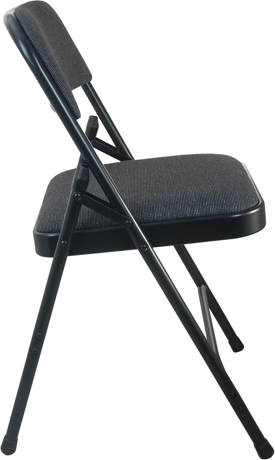 EMMA + OLIVER Paquete de 4 sillas plegables de metal acolchado negro – Asiento de tela negra de 1 pulgada