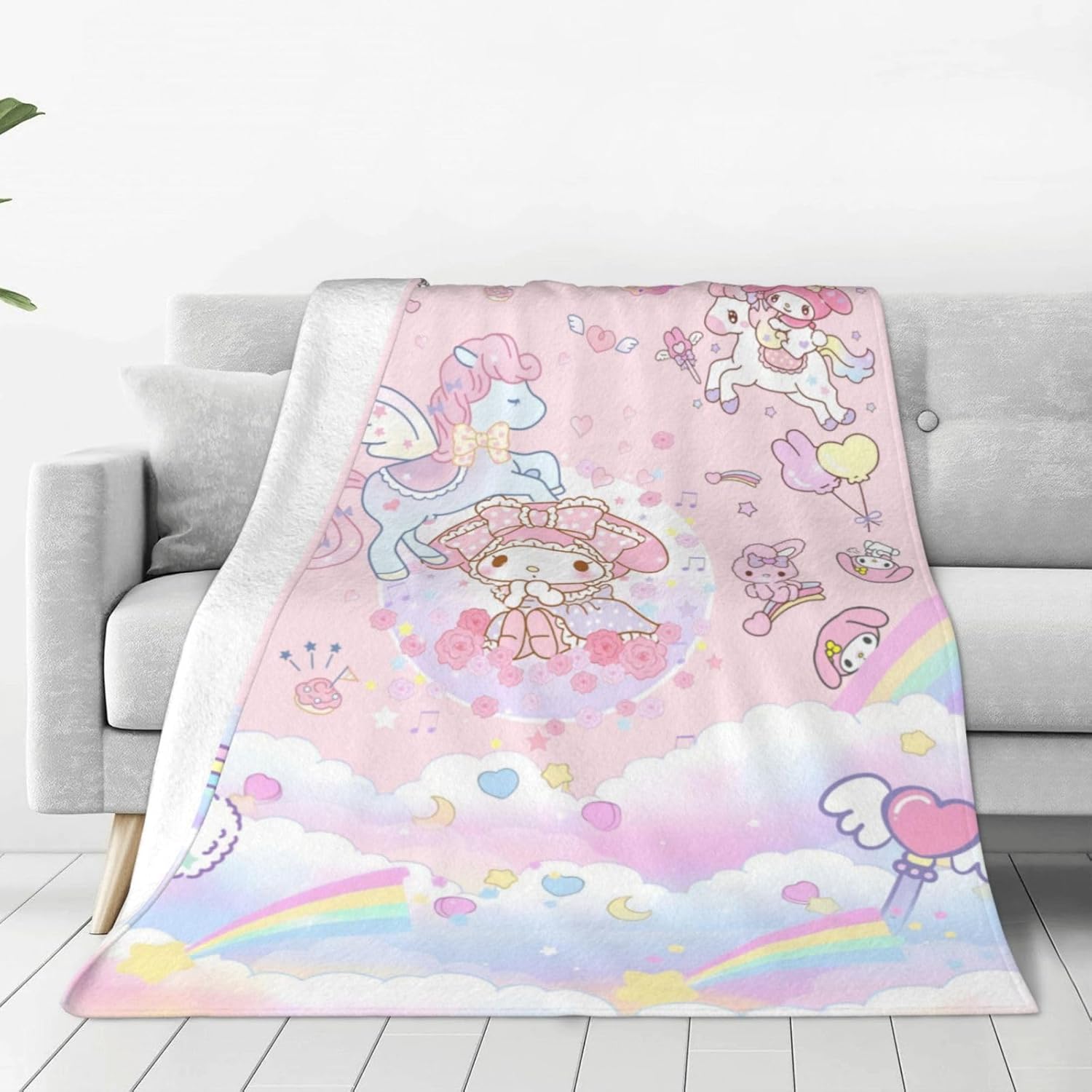 Manta de anime linda para niñas kawaii, color rosa, súper suave, ligera, acogedora felpa para picnic, viajes, sofá, cama, decoración para