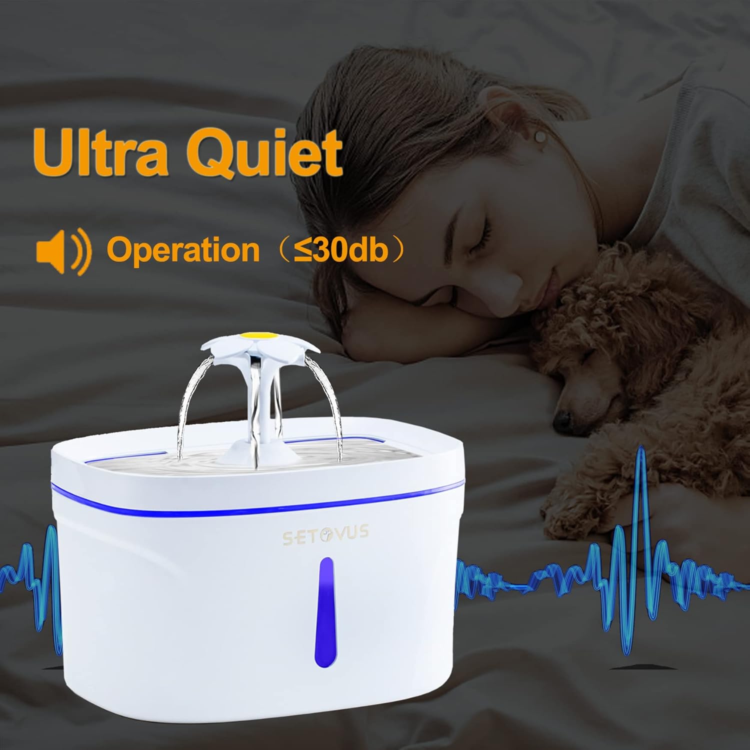 Fuente de agua para gatos, fuente de agua automática para mascotas de 84 oz2.5 L para gatos en el interior, fuente de agua para gatos con luz LED