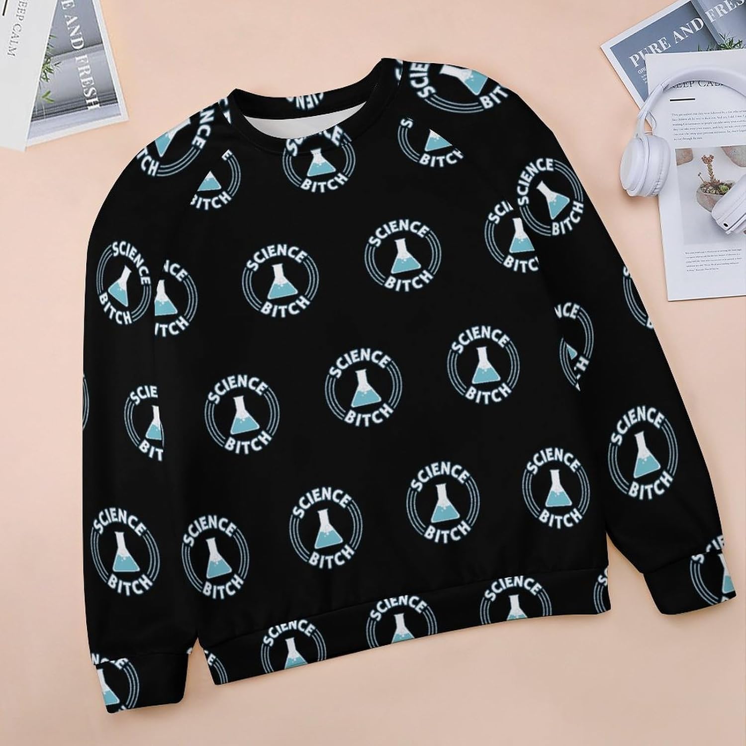 Science Bitch Women’s Graphic Long Sleeve Sweatshirt Casual Crewneck Pullover Relaxed Fit Tops