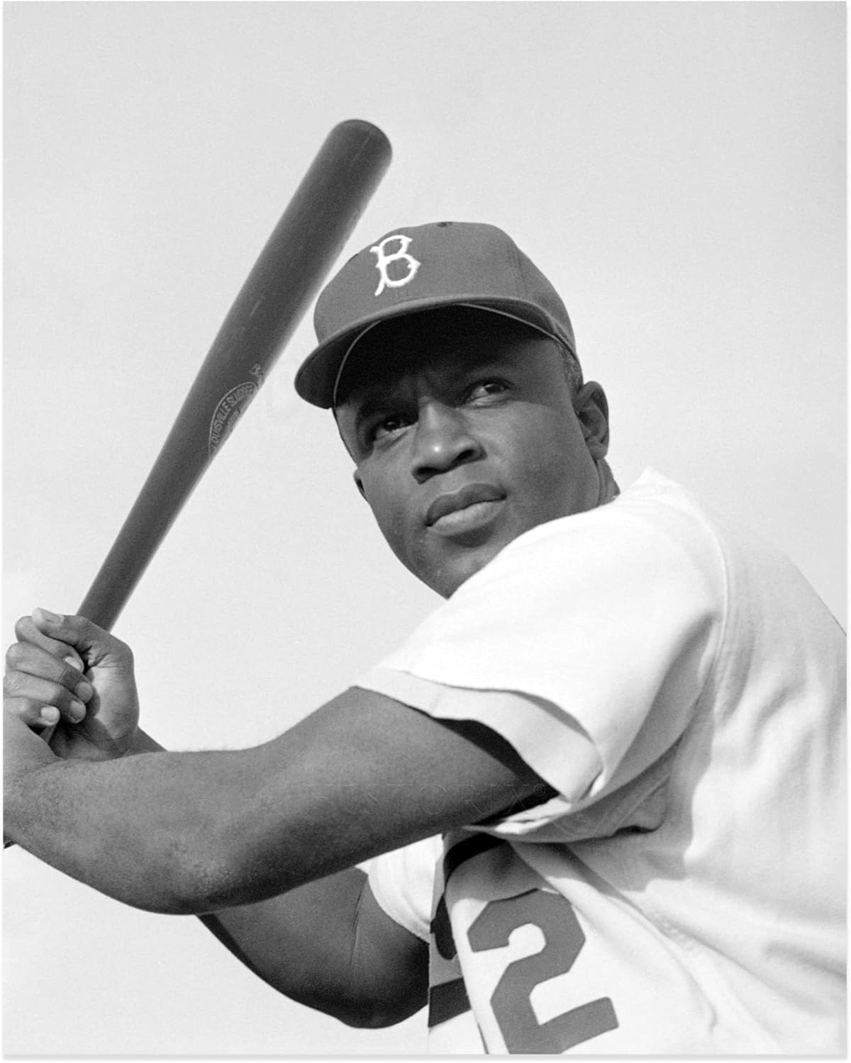 HISTORIX Vintage 1954 Jackie Robinson Baseball Player Photo Print – 24×30 Inch MLB Brooklyn Dodgers Baseball Player Jackie Robinson Print Wall Art