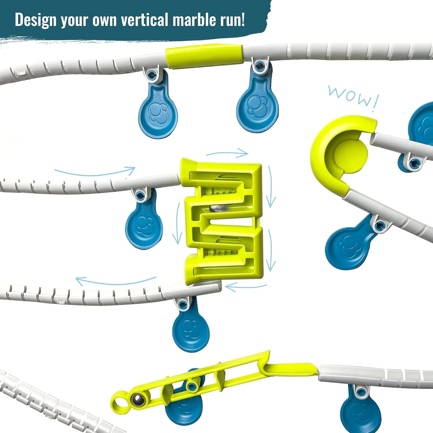 Gecko Run Marble Run – Paquete de expansión de serpiente de Thames & Kosmos  Laberinto extra en zigzag para juego de iniciación vertical de canices