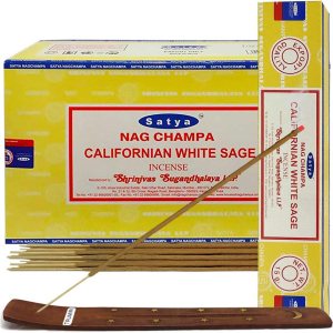 Paquete de varillas de incienso de salvia blanca de California e incienso Insence Insense Satya Incense Paquete de varillas de incienso de salvia blanca de California e incienso Insence Insense Satya Incense