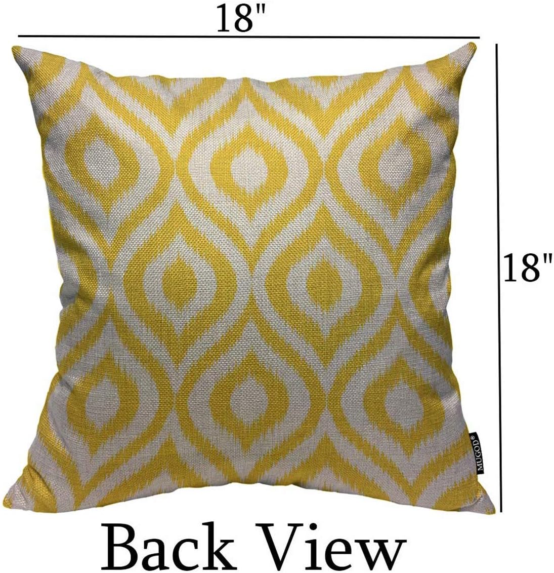 Mugod Funda de almohada geométrica amarilla con fondo retro sin costuras en patrón moderno de Ikat, funda de almohada cuadrada decorativa para el