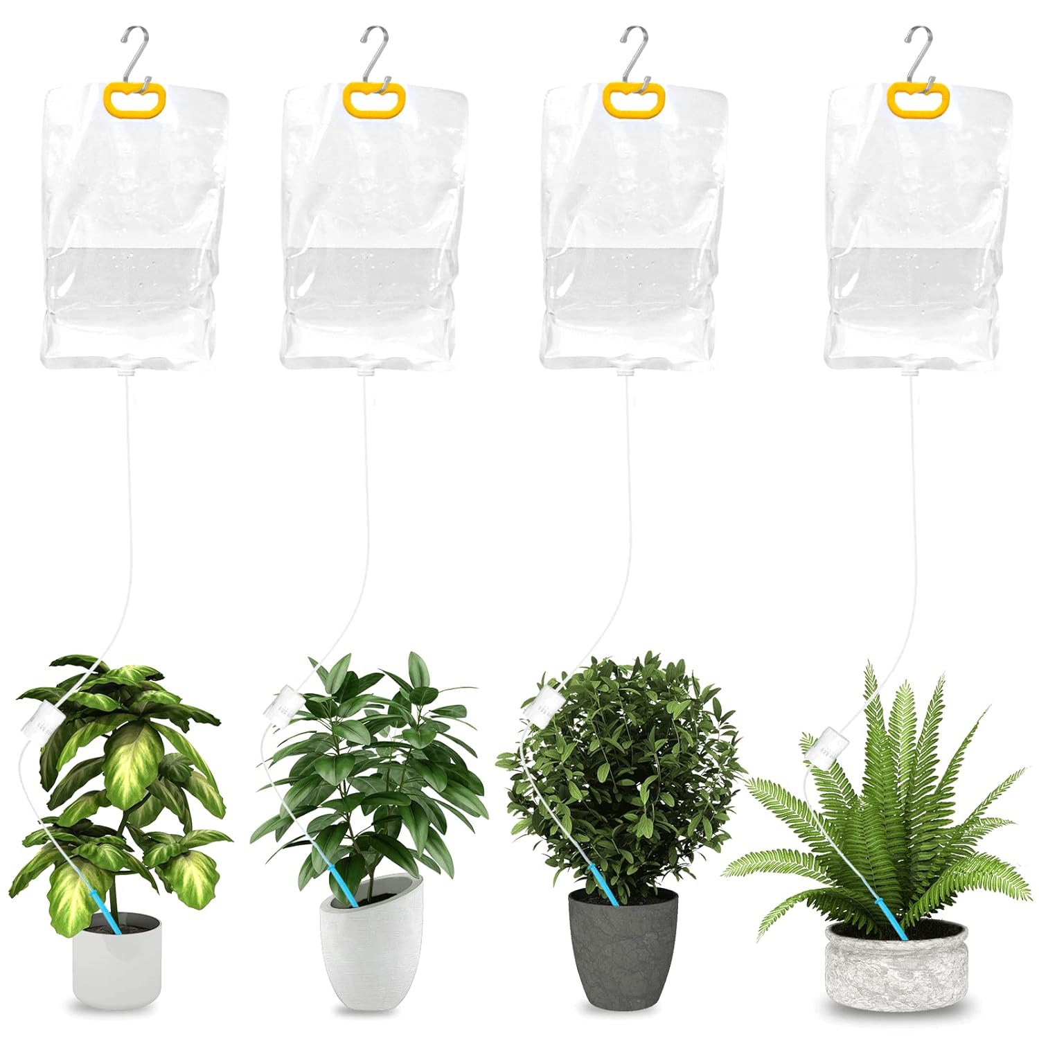 Sistema de riego automático de 4 piezas para plantas mientras está fuera de vacaciones, bolsa de agua para plantas IV, dispositivo de sistema de
