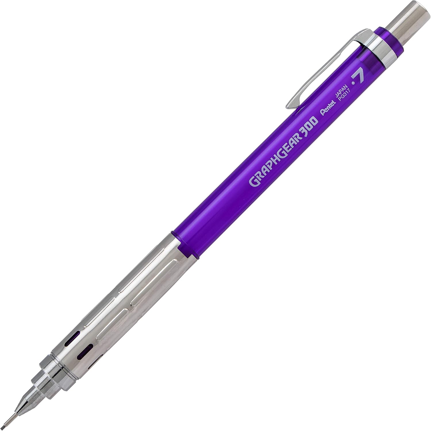 Pentel GraphGear 300 – Lápiz mecánico, caja de 12 lápices, violeta, 0.028 in