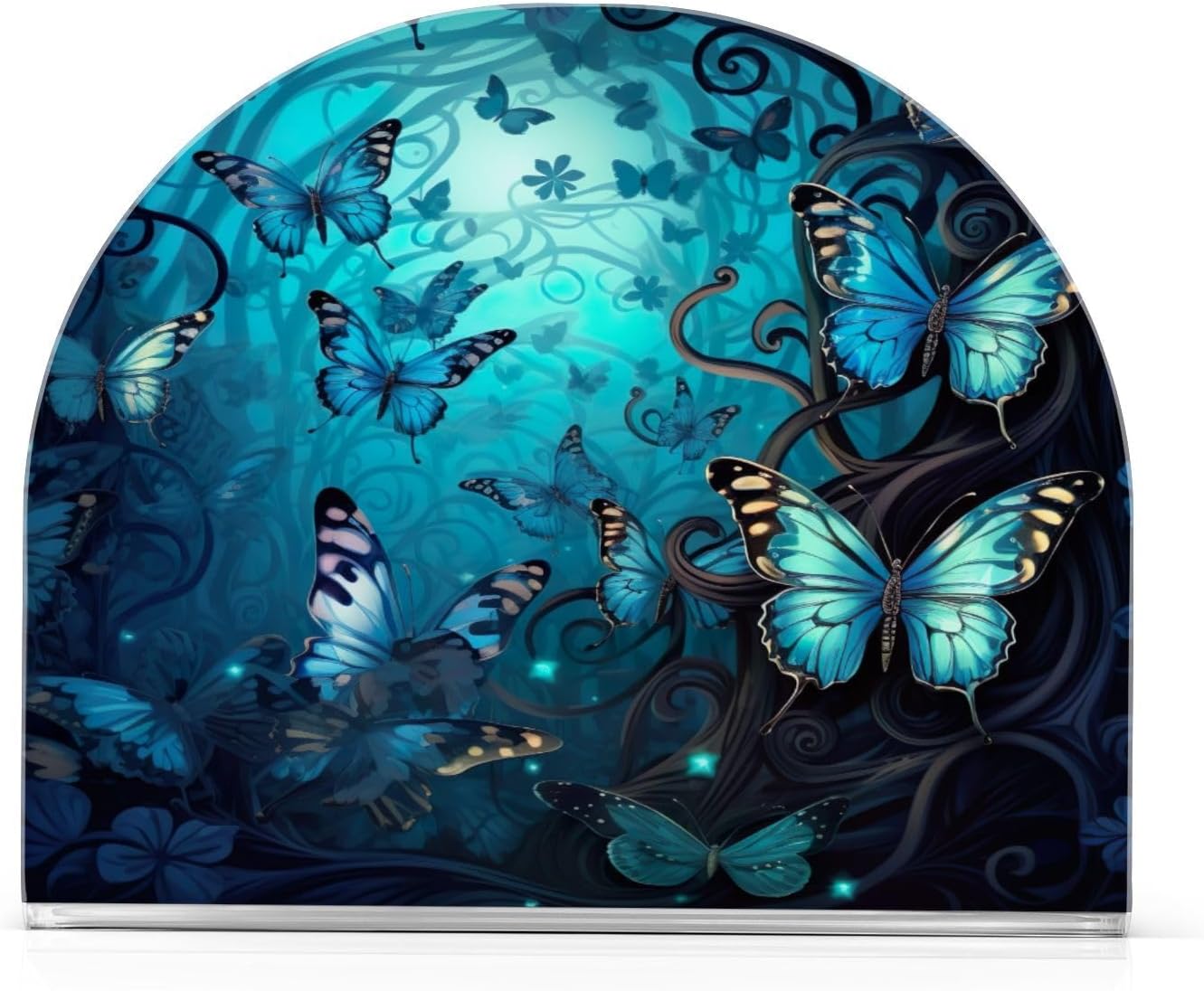 Napkin Holder Blue Butterflies Napkin Holders for Tables, Clear Acrylic Napkin Holders Cocktail Napkin Holder for Kitchen Restaurant Bar Home Decor