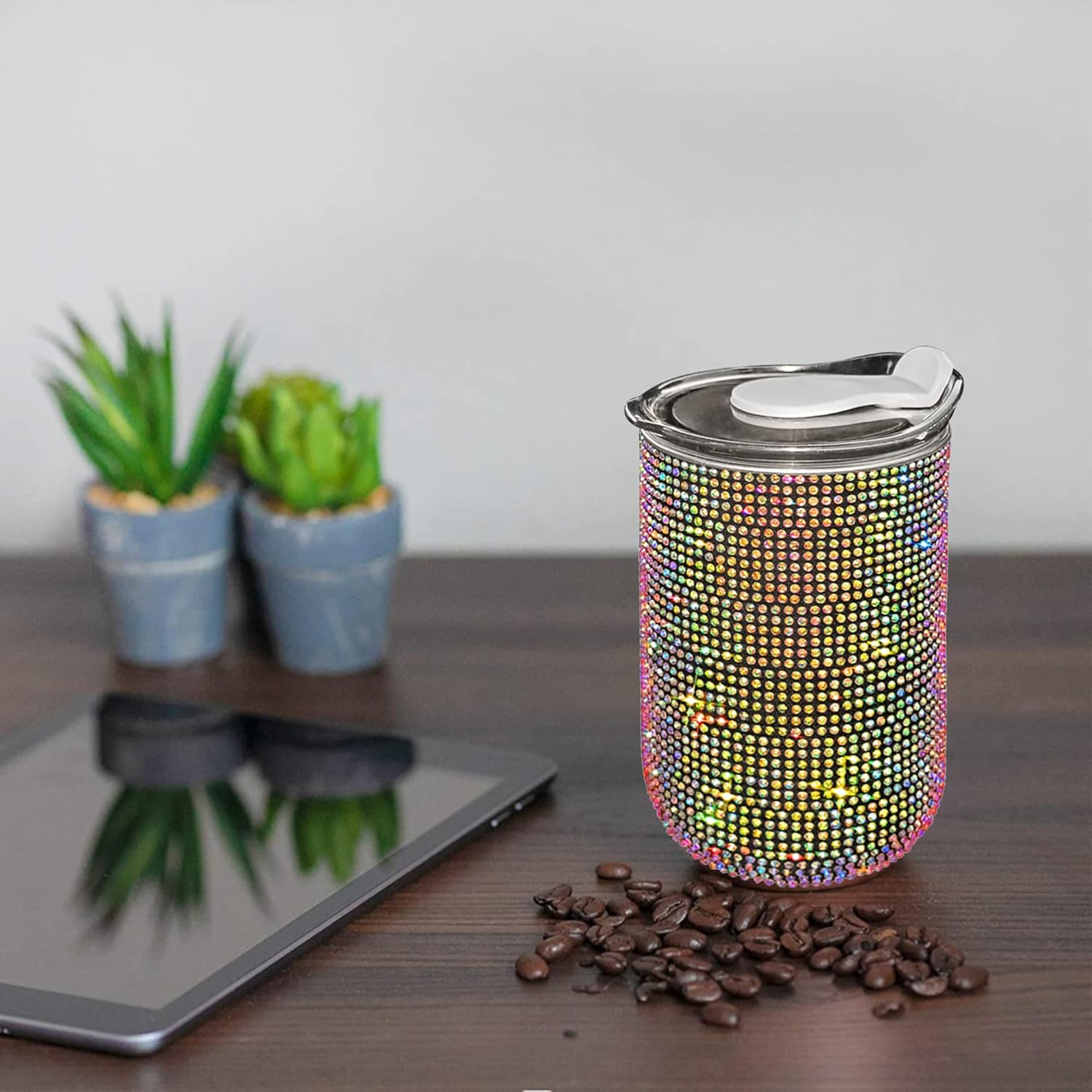 Botella de agua de 17 onzas con tapa, taza de café aislada de acero inoxidable, taza de café de doble pared a prueba de fugas, taza térmica para