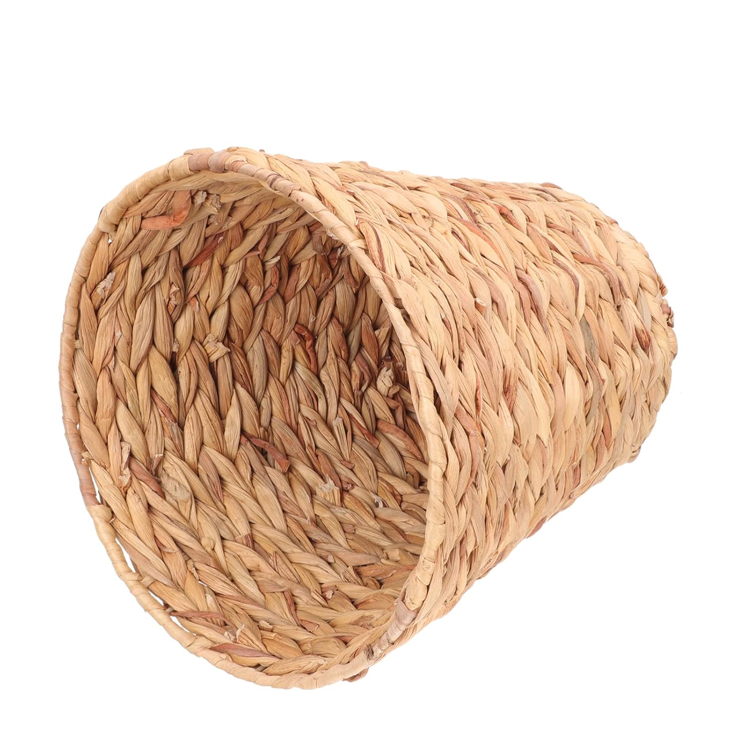 SEWACC Cesta de basura tejida de mimbre de jacinto de agua tejida natural, cubo de basura redondo para baño, artículos esenciales, lavandería, 10.6
