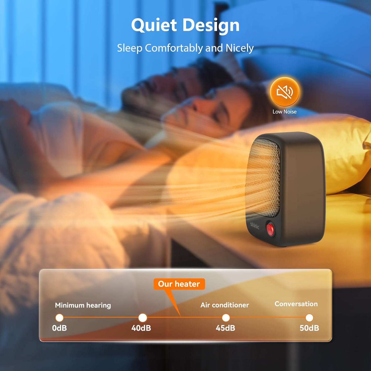 shinic Paquete de 2 mini calentadores personales de cerámica para espacios pequeños, calentador eléctrico portátil de 500 W para uso en interiores,