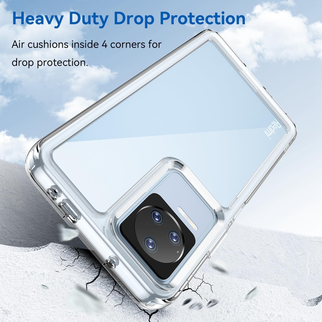 GTBDEKI Funda transparente para Poco F4 5G, Redmi K40S 22021211RG con protector de pantalla, antiarañazos, a prueba de golpes, transparente, de