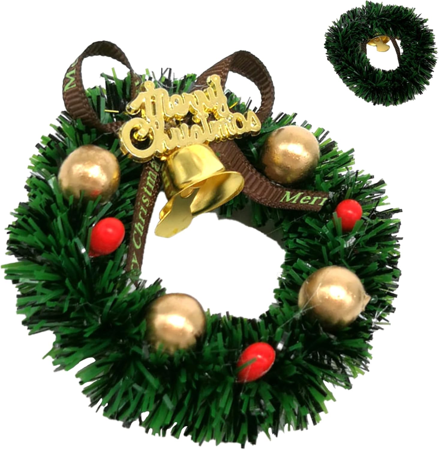 Casa de muñecas, árbol de Navidad, corona de Navidad de casa de muñecas, 2.36 pulgadas, 112, mini coronas artificiales de Navidad, adornos para casa
