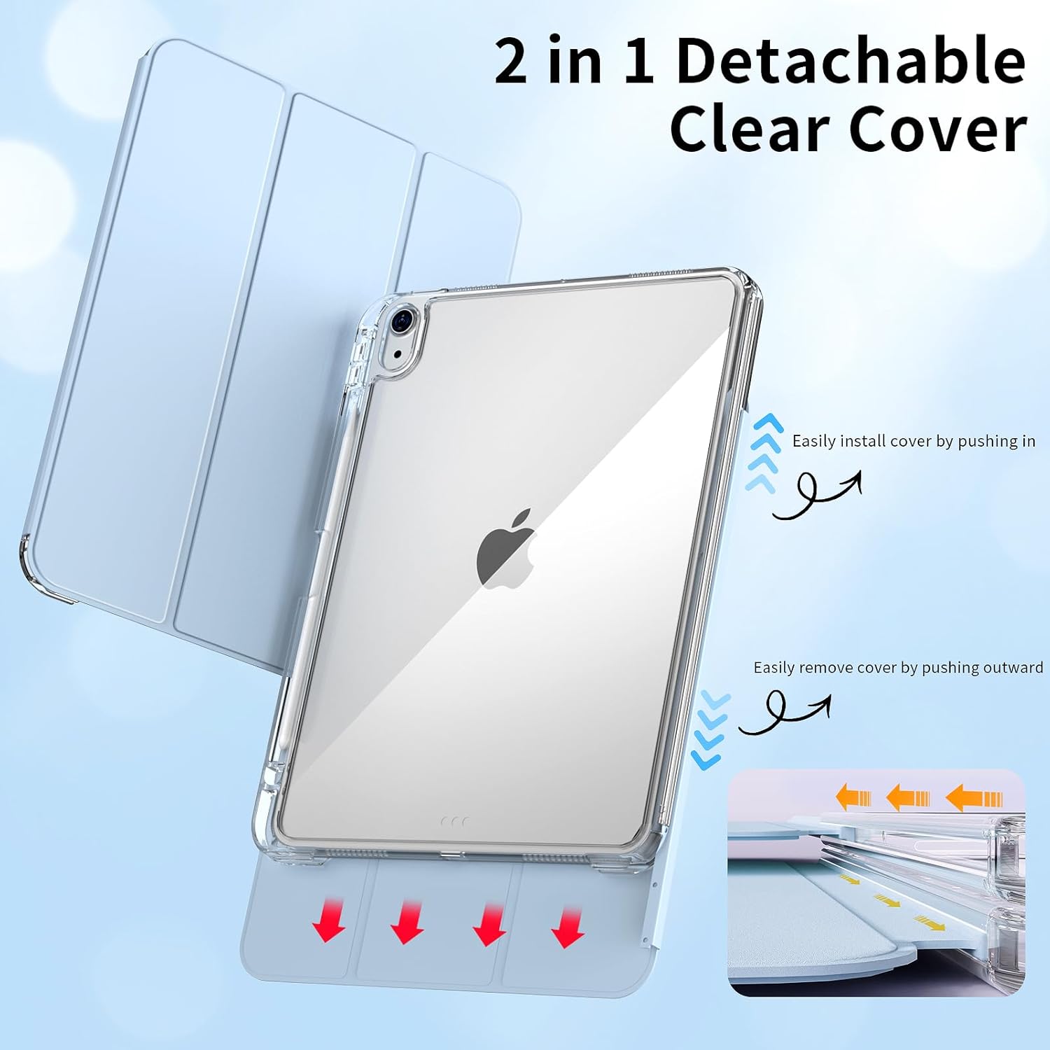 kenke Funda híbrida para iPad Air de 11 pulgadas (M2) 2024, iPad Air de 54 generación 20222020 de 10.9 pulgadas con soporte para lápices, funda