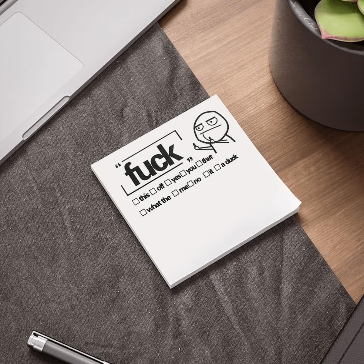 Divertida nota adhesiva, 4 blocs de notas novedosas con 100 calcomanías divertidas, suministros de oficina divertidos, accesorios de escritorio de