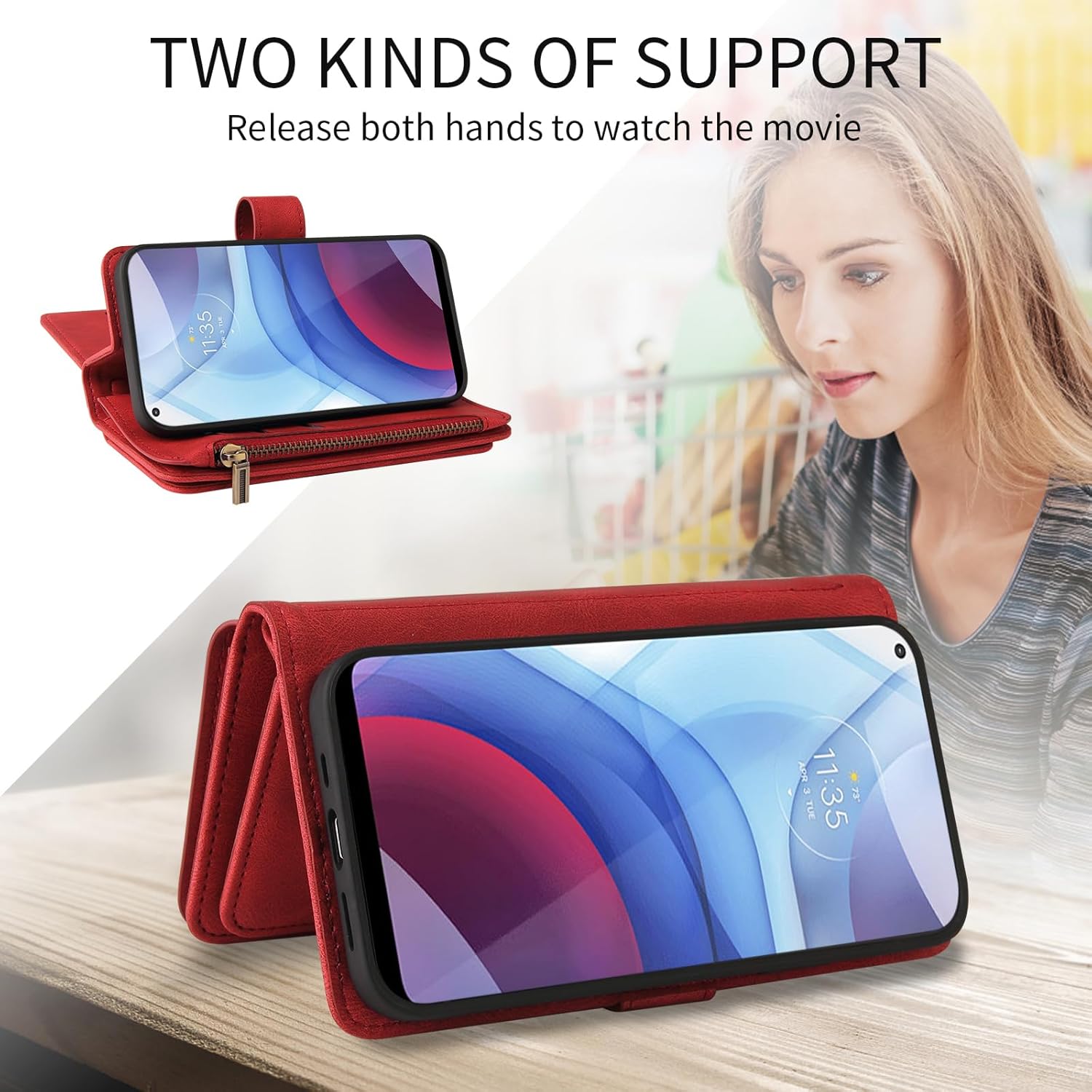Asuwish Funda de teléfono para Moto G Power 2021 con protector de pantalla de vidrio templado y correa para la muñeca, soporte para tarjeta de
